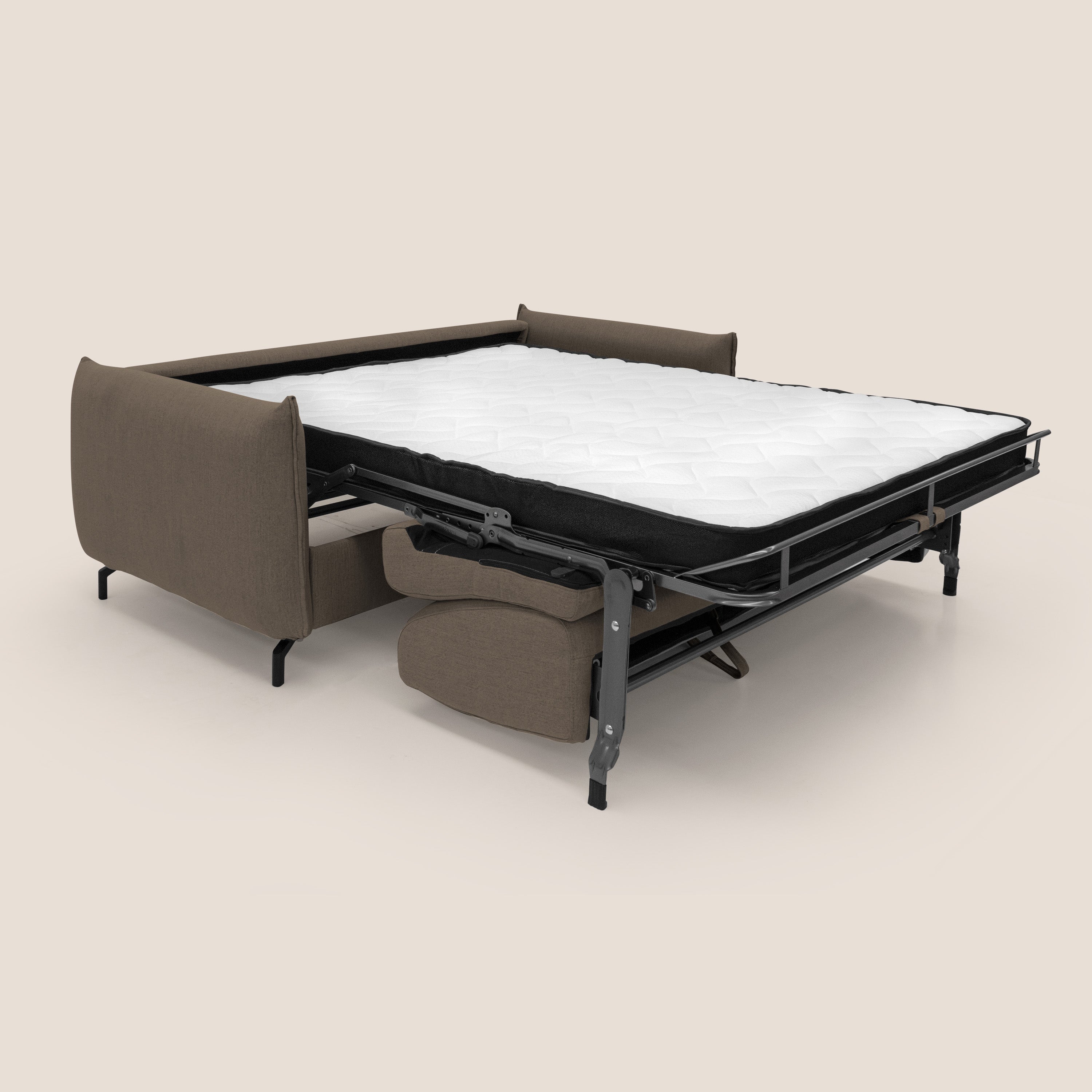 Scarlet divano letto in tessuto misto cotone impermeabile T19 marrone - divani.store