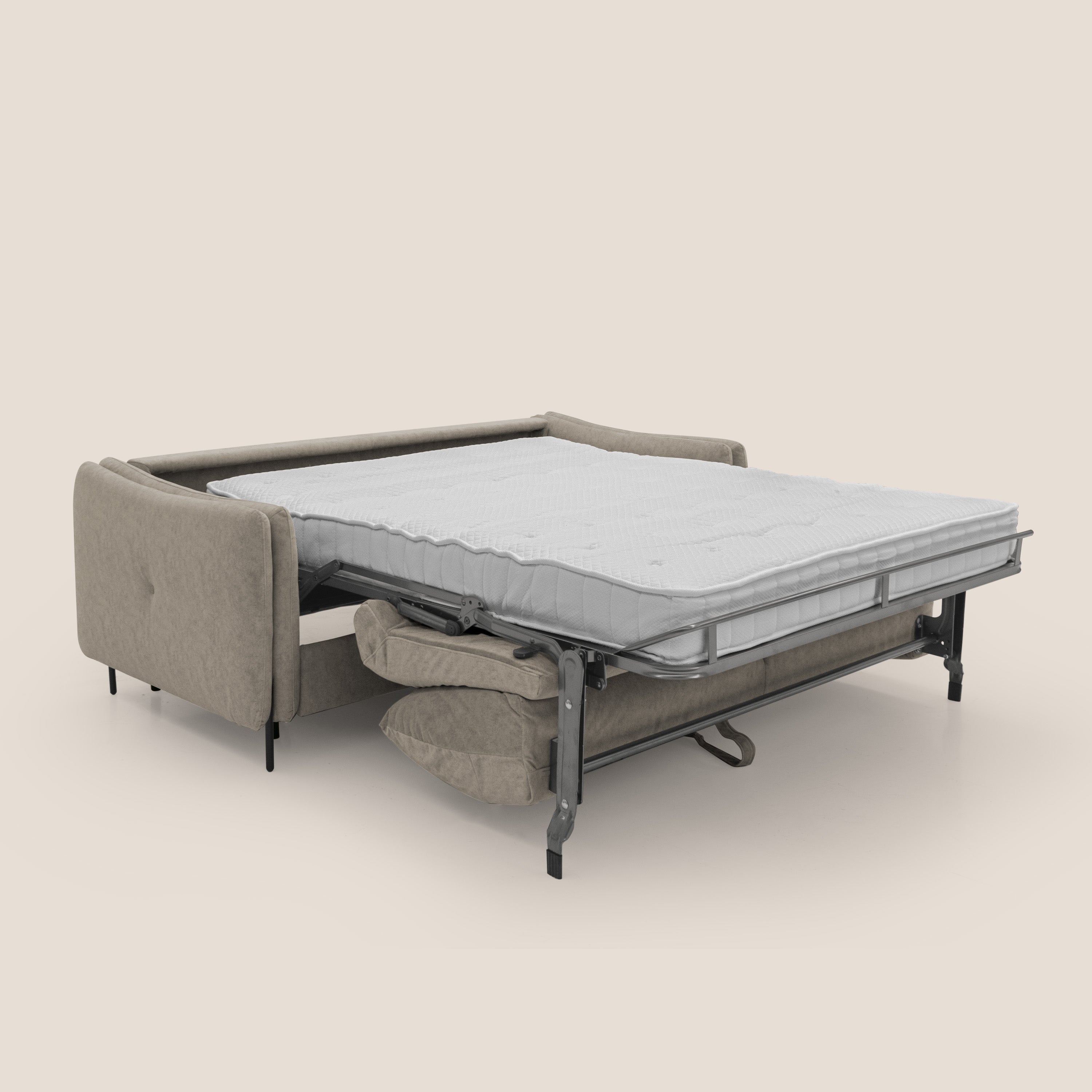 Gregory Divano letto con materasso h18 cm in microfibra effetto velluto impermeabile T09 tortora - divani.store