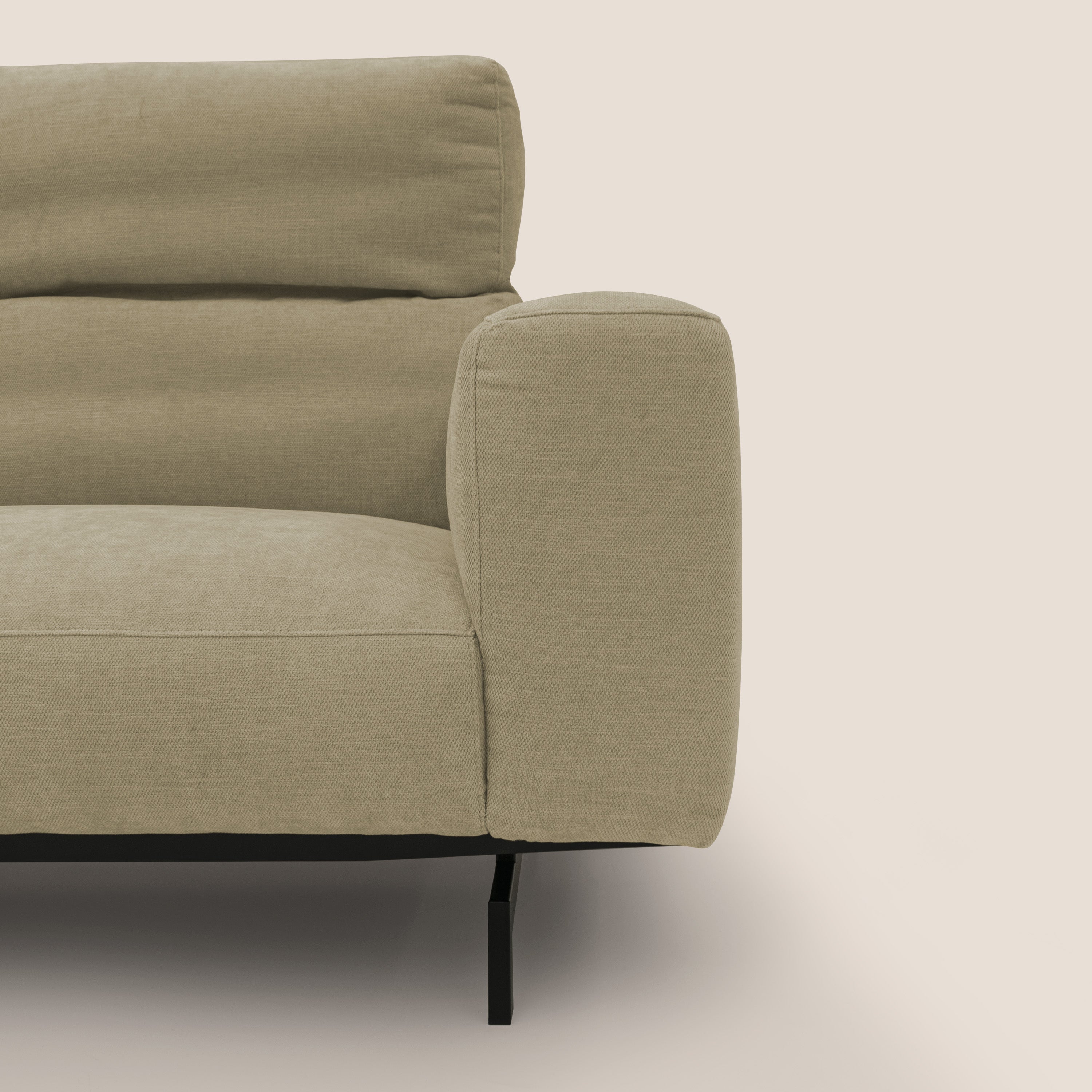 Sakura divano in piuma d'oca modulare a 3 sedute in morbido tessuto fiammato impermeabile T14 beige - divani.store