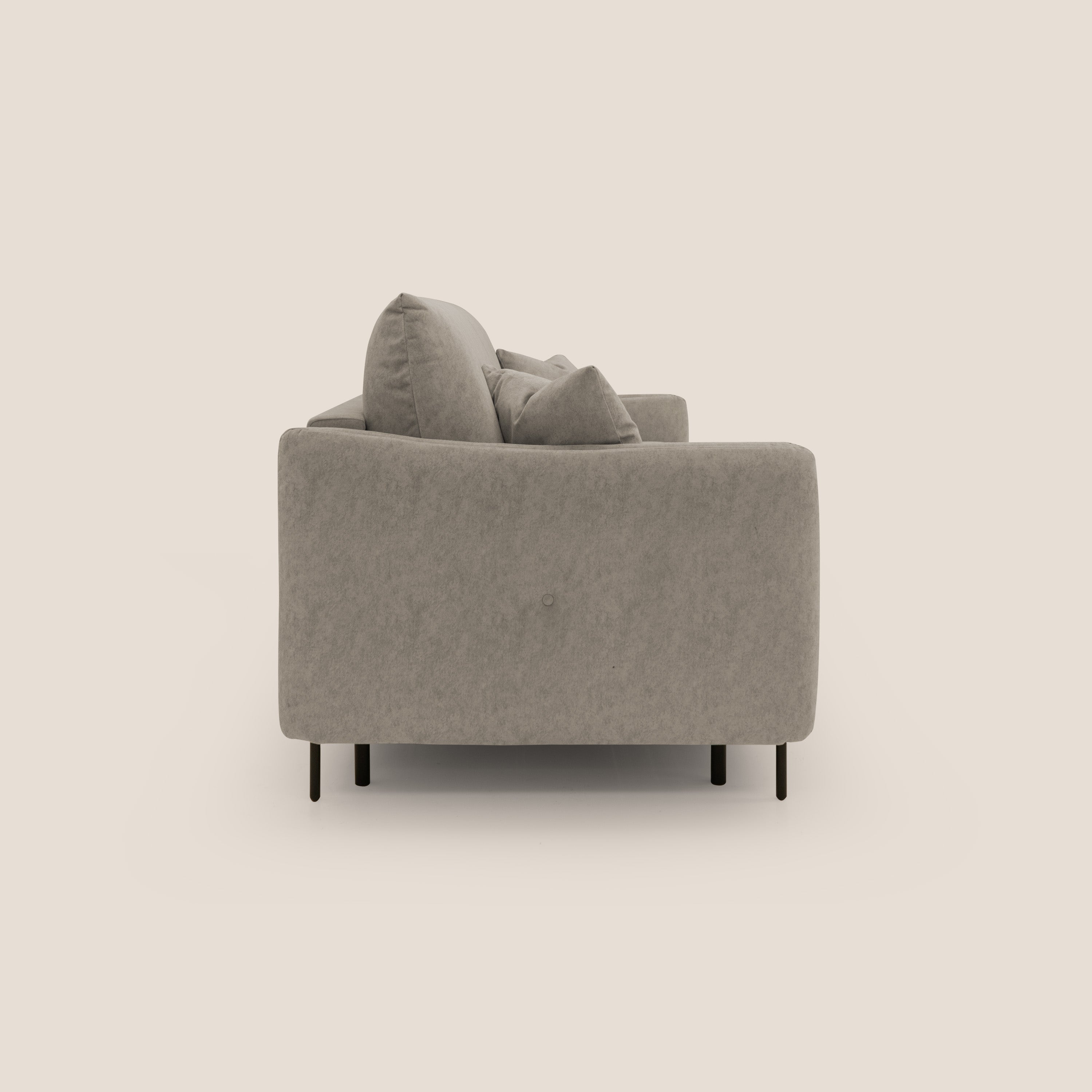Gregory Divano letto con materasso h18 cm in microfibra effetto velluto impermeabile T09 tortora - divani.store
