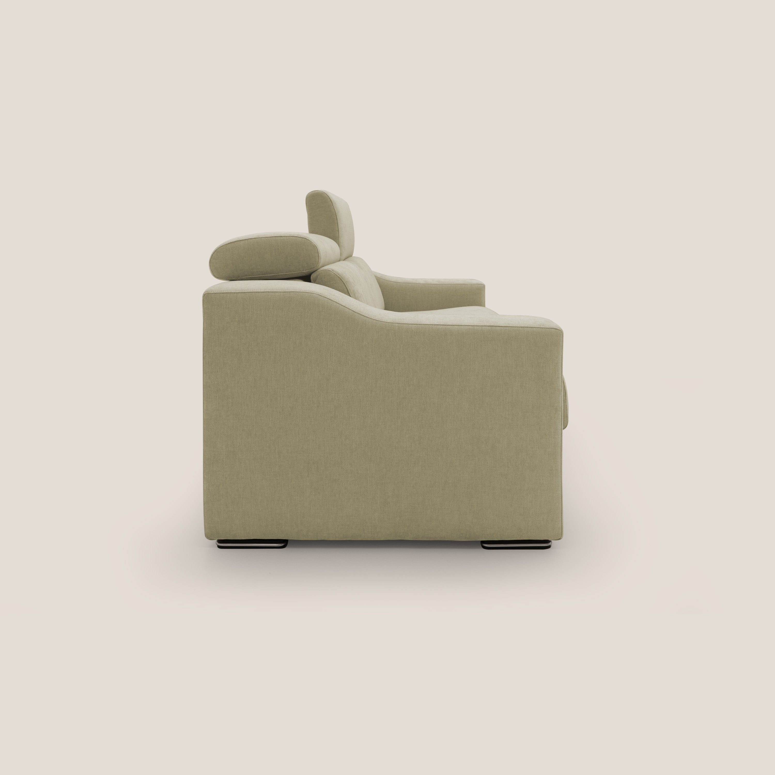 Bomber divano letto matrimoniale con poggiatesta in tessuto impermeabile T14 beige - divani.store