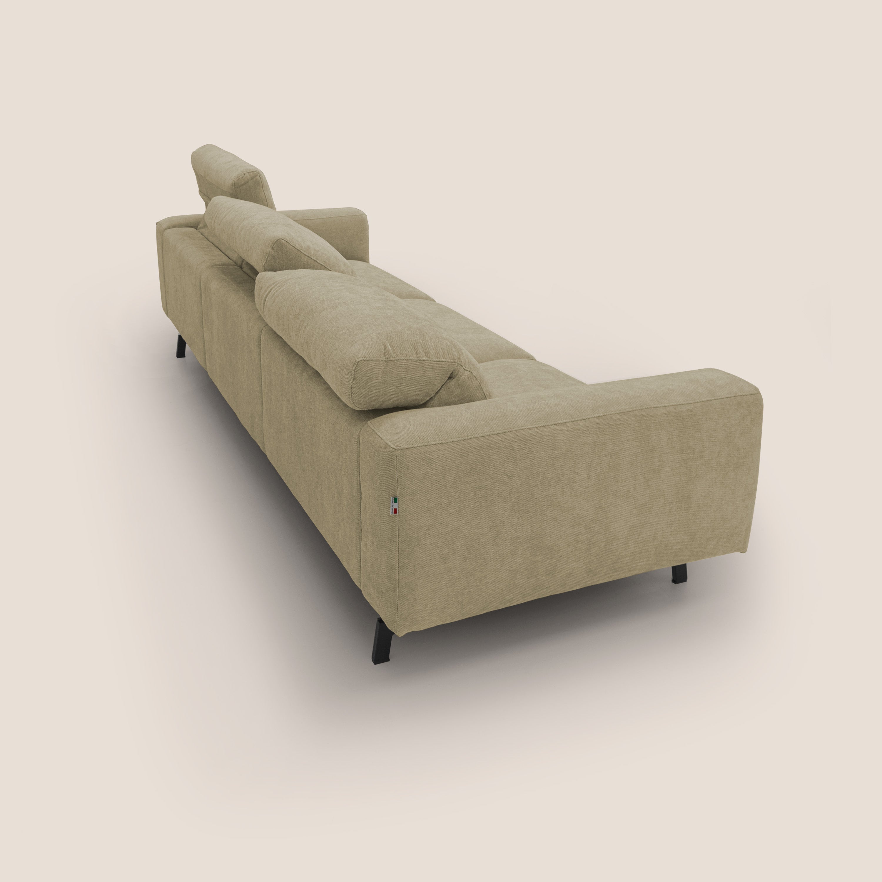 Sakura divano in piuma d'oca modulare a 3 sedute in morbido tessuto fiammato impermeabile T14 beige - divani.store