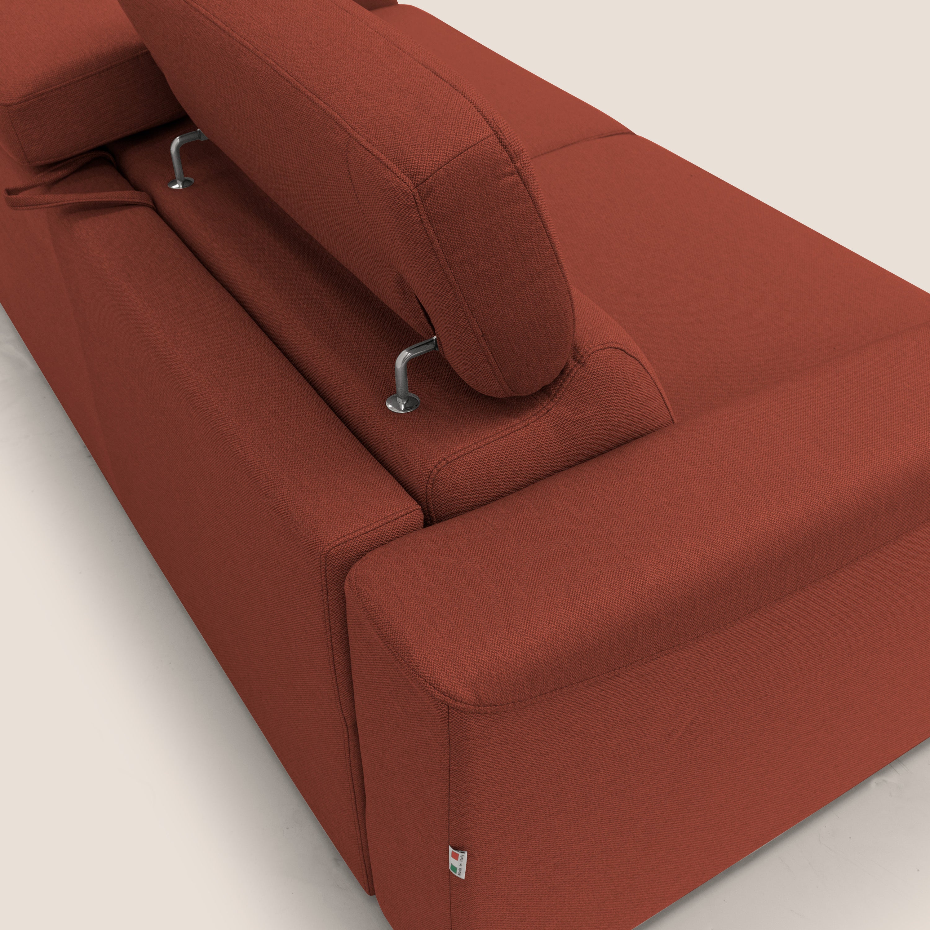 Poseidon divano letto + relax elettrico in tessuto smacchiabile impermeabile T05 rosso
