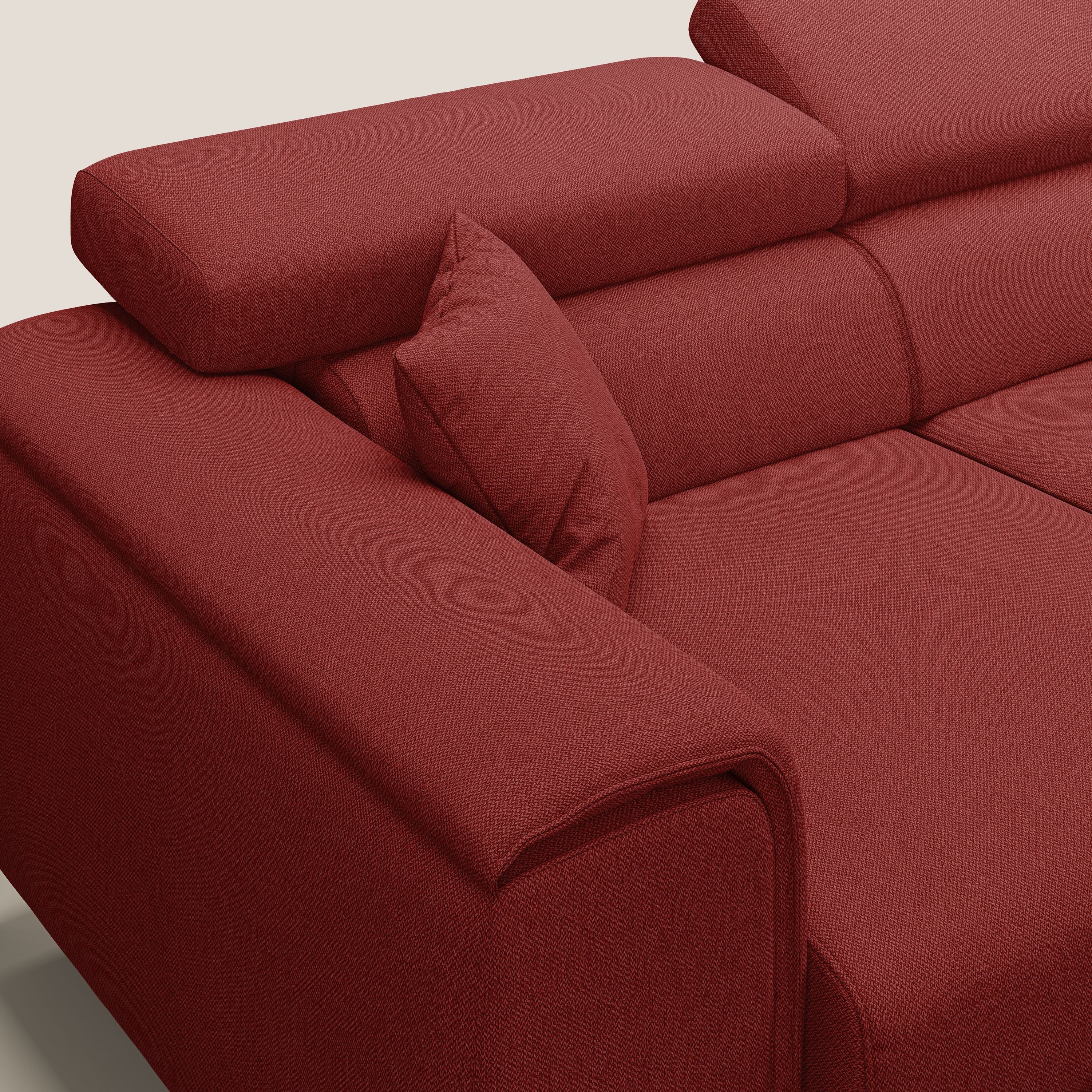 Fusion Divano angolare con sedute scorrevoli in tessuto morbido smacchiabile T05 rosso - divani.store