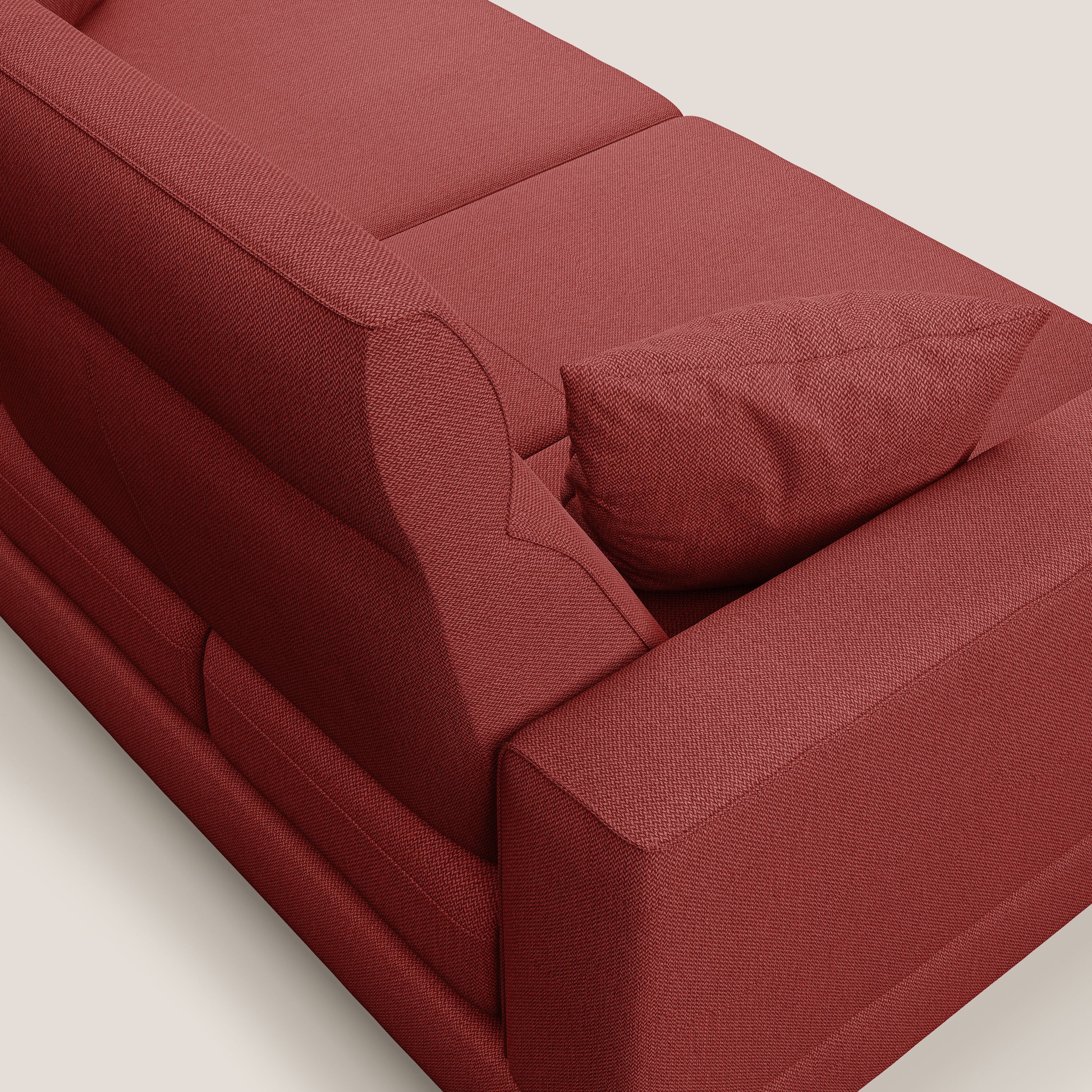 Slide Divano con schienali traslanti e poggiatesta in tessuto smacchiabile T05 rosso - divani.store