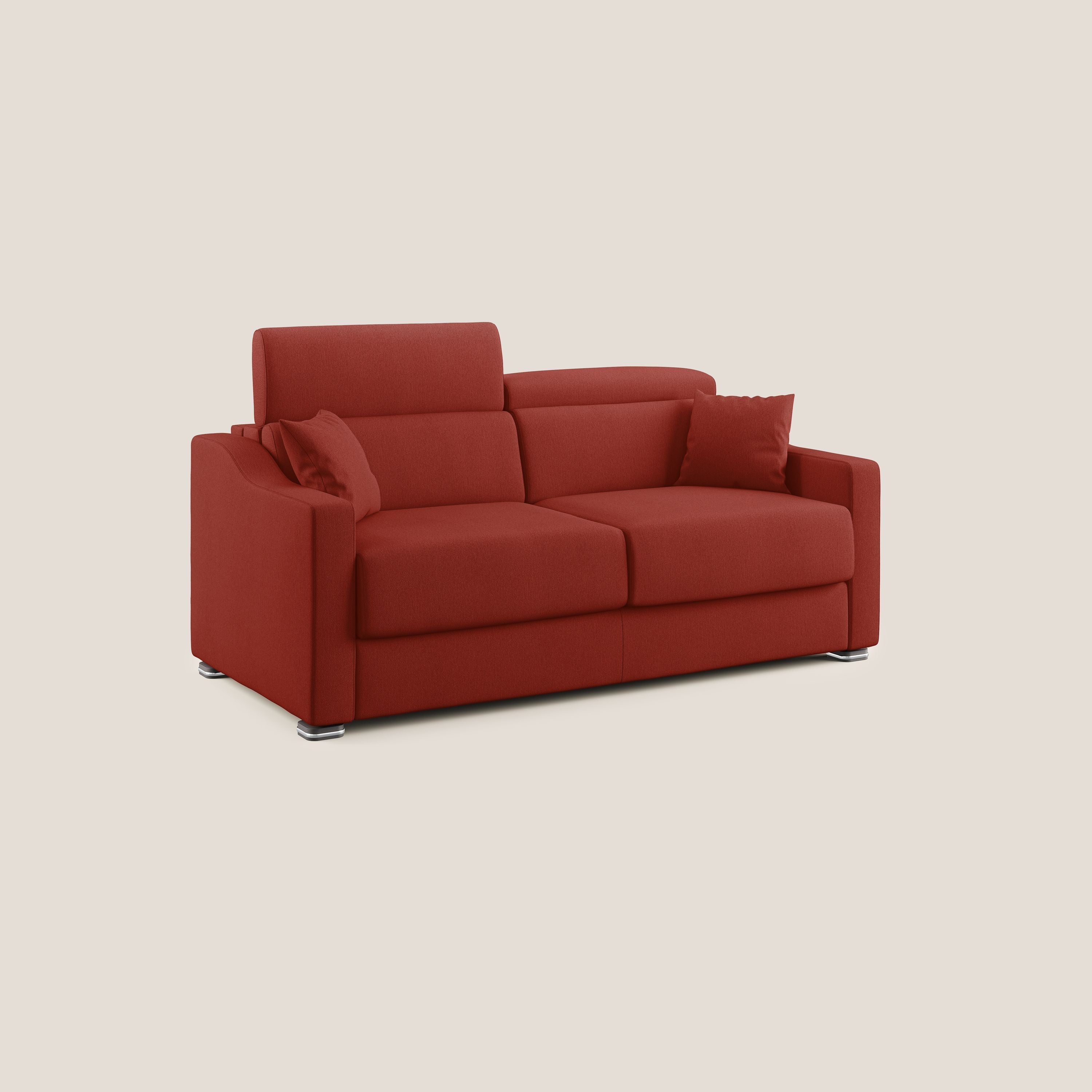 Amber divano letto matrimoniale in tessuto smacchiabile T05 rosso - divani.store