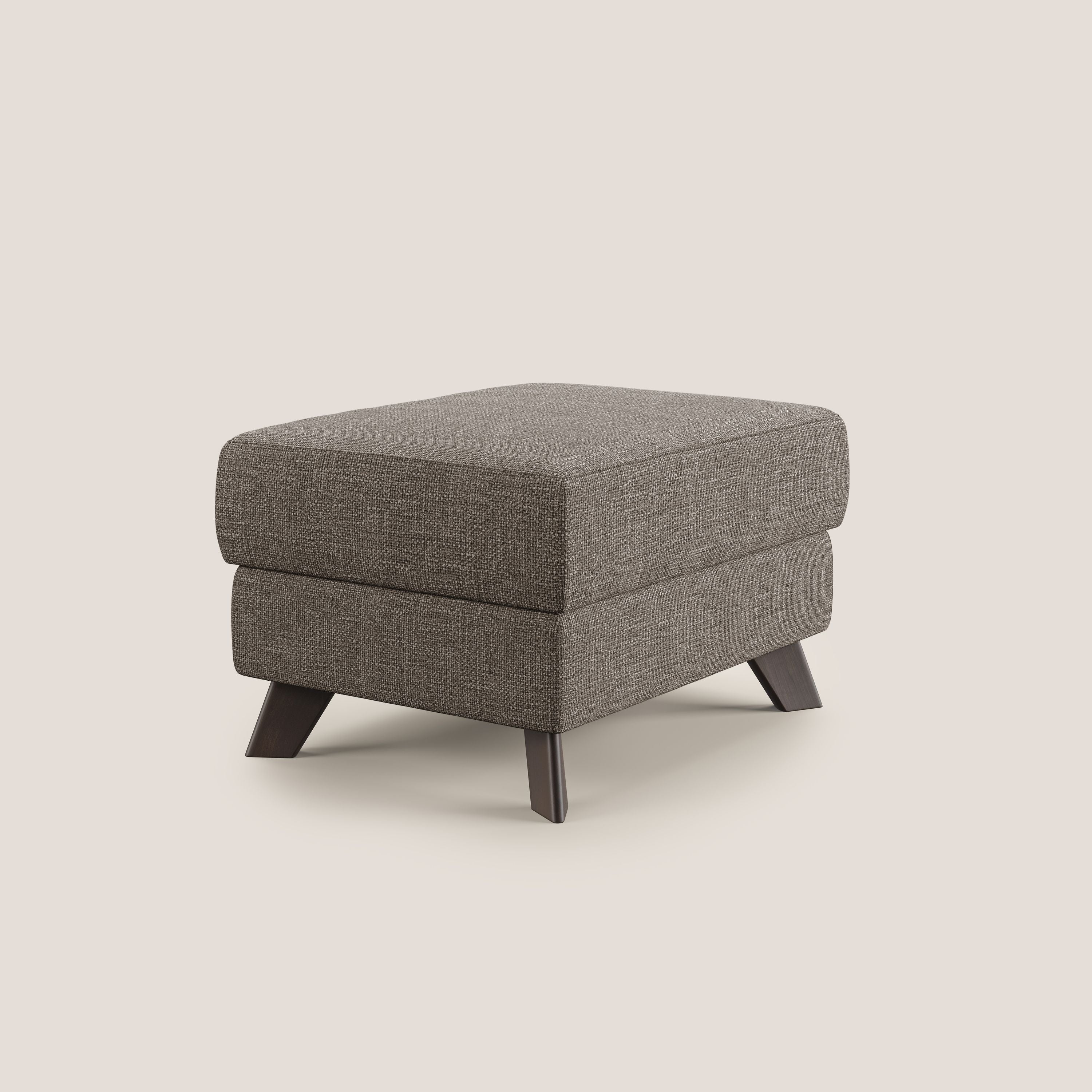 Moon Pouf contenitore e piedini alti in tessuto morbido ad intreccio soft-touch impermeabile T06 marrone - divani.store
