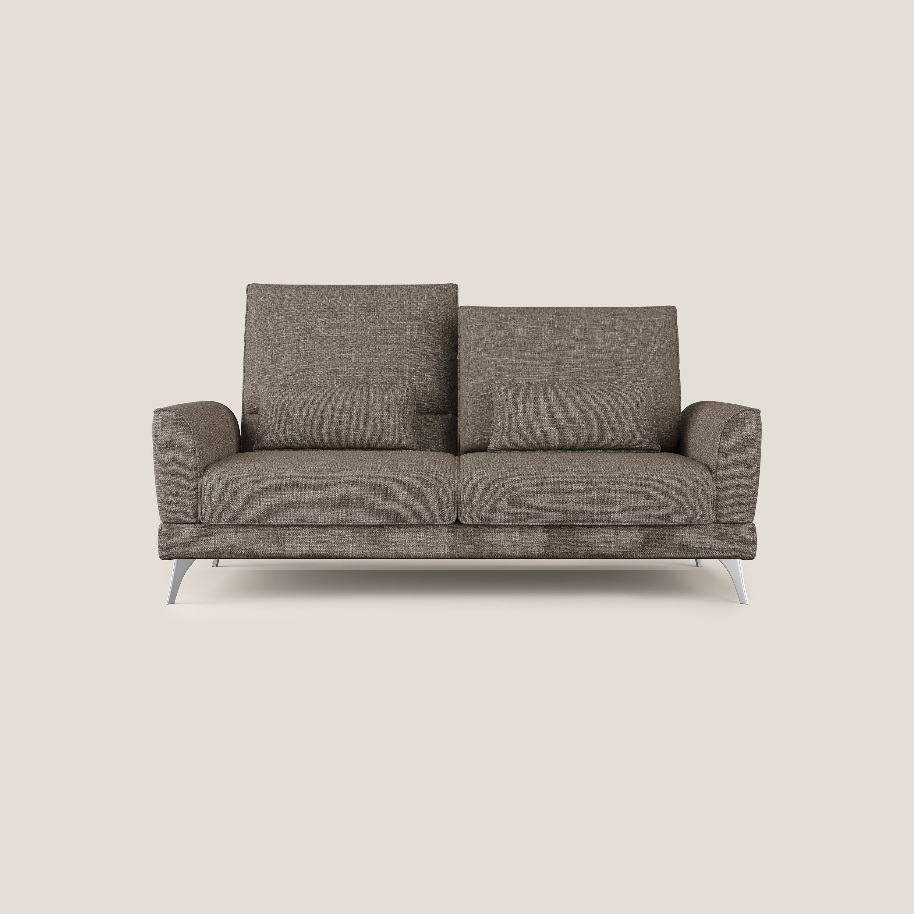 Tommy Divano relax con schienali traslanti in morbido tessuto fiammato T06 marrone - divani.store