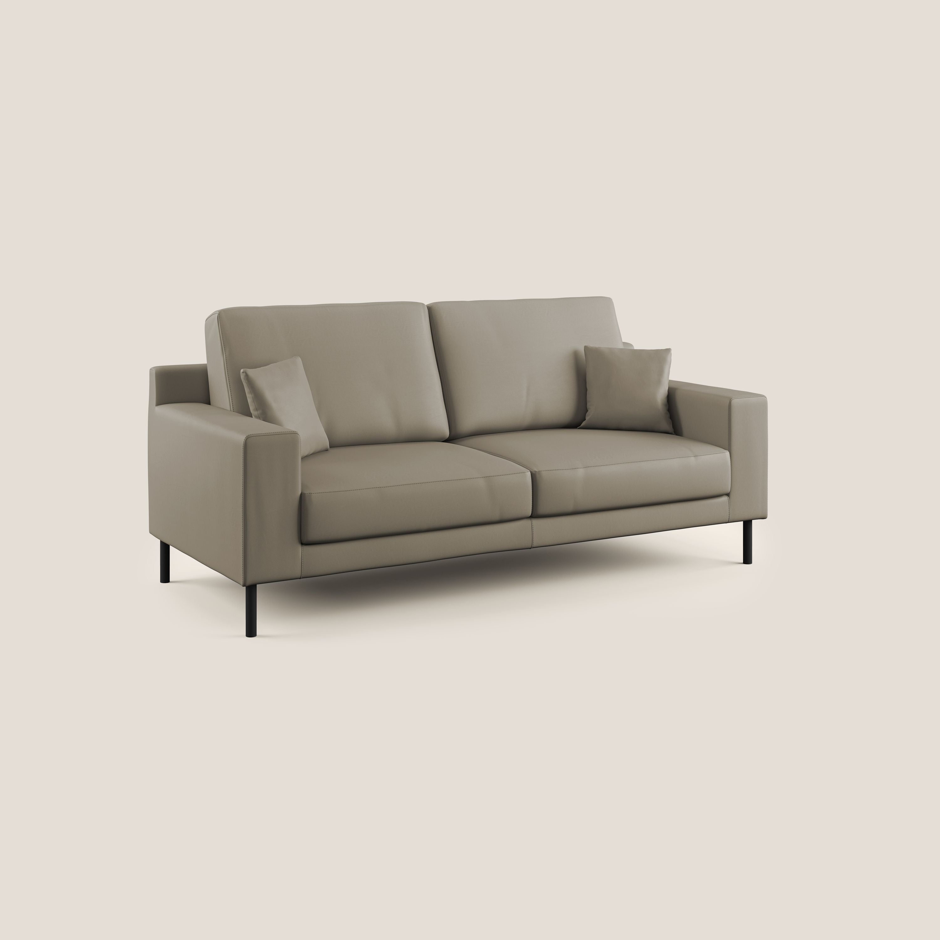 Uranio divano moderno lineare in Ecopelle impermeabile T04 talpa - divani.store
