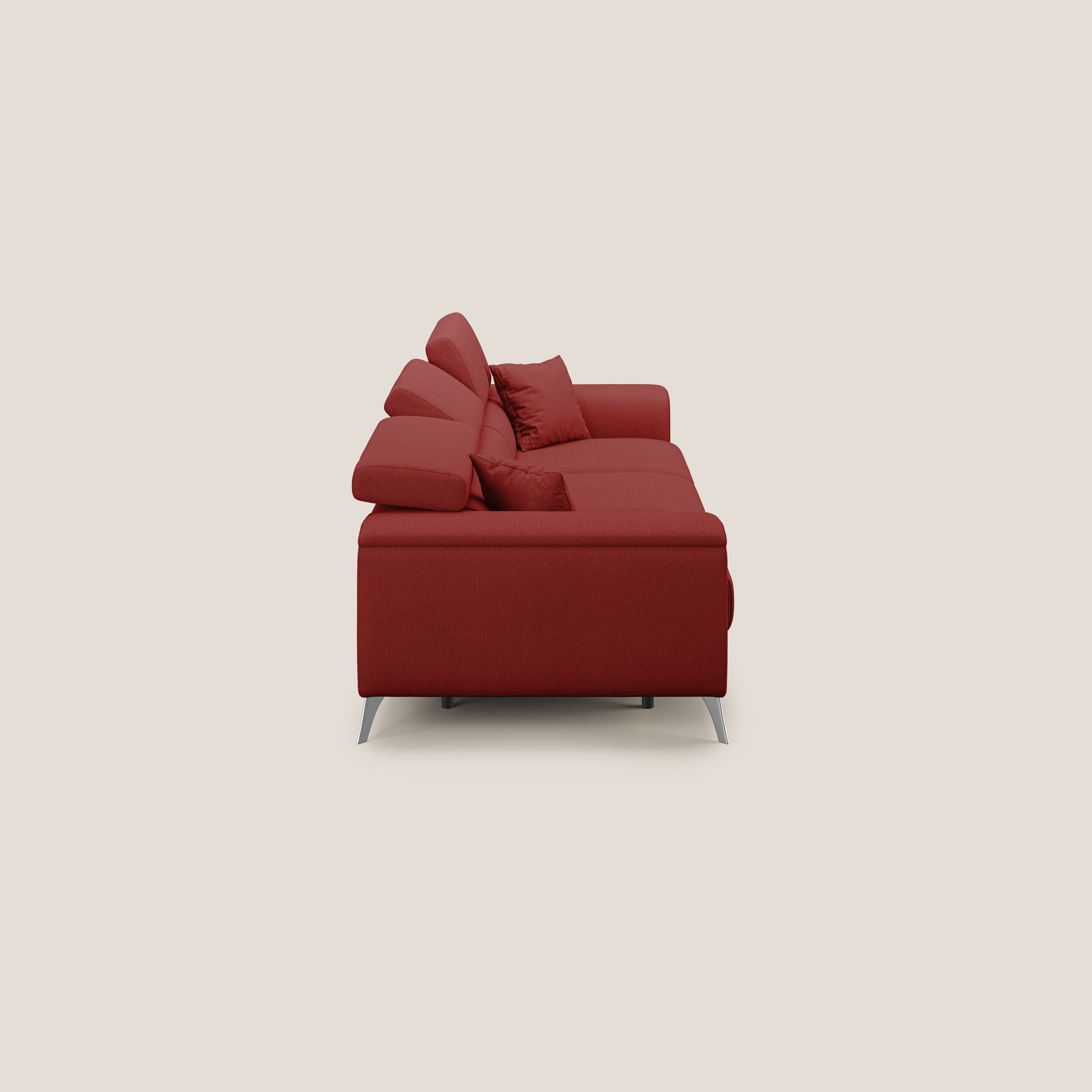 Fusion divano con 3 sedute allungabili in tessuto smacchiabile T05 rosso - divani.store
