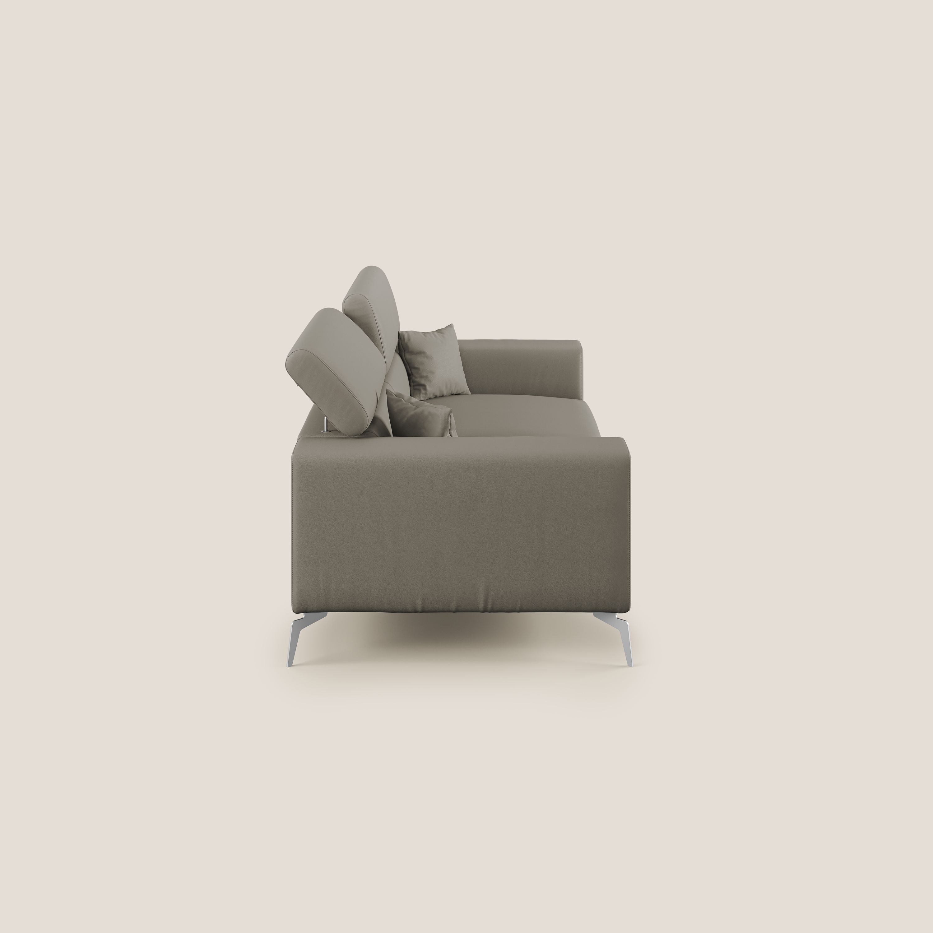 Blade Divano moderno con poggiatesta reclinabili in Ecopelle T04 talpa - divani.store