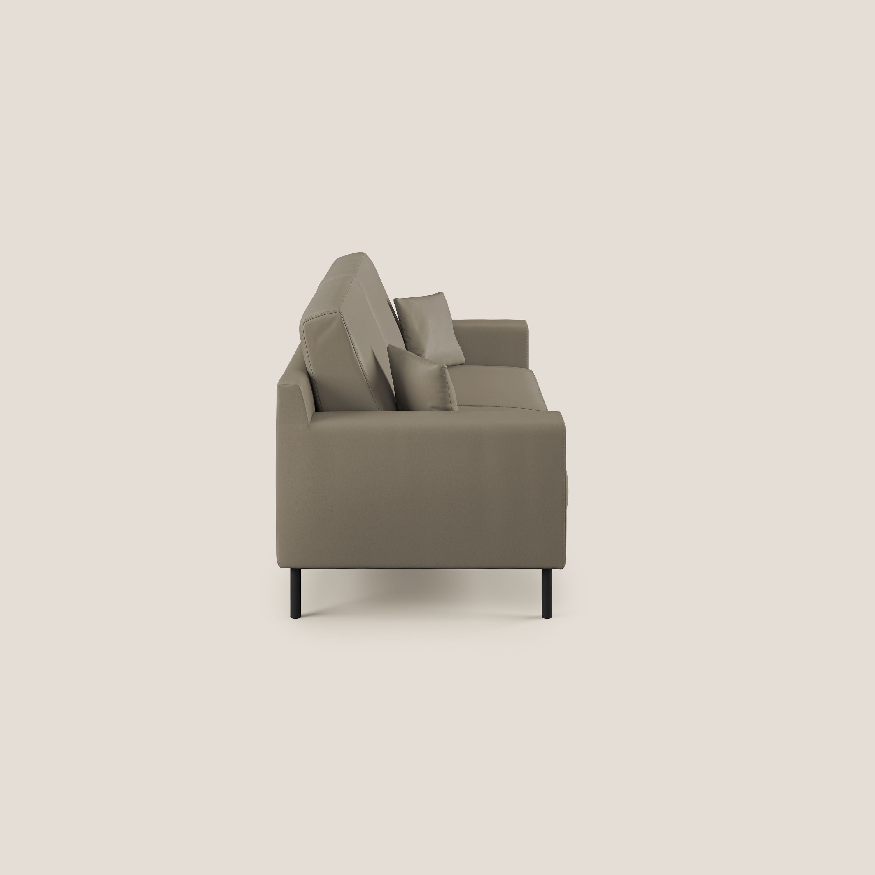 Uranio divano moderno lineare in Ecopelle impermeabile T04 talpa - divani.store