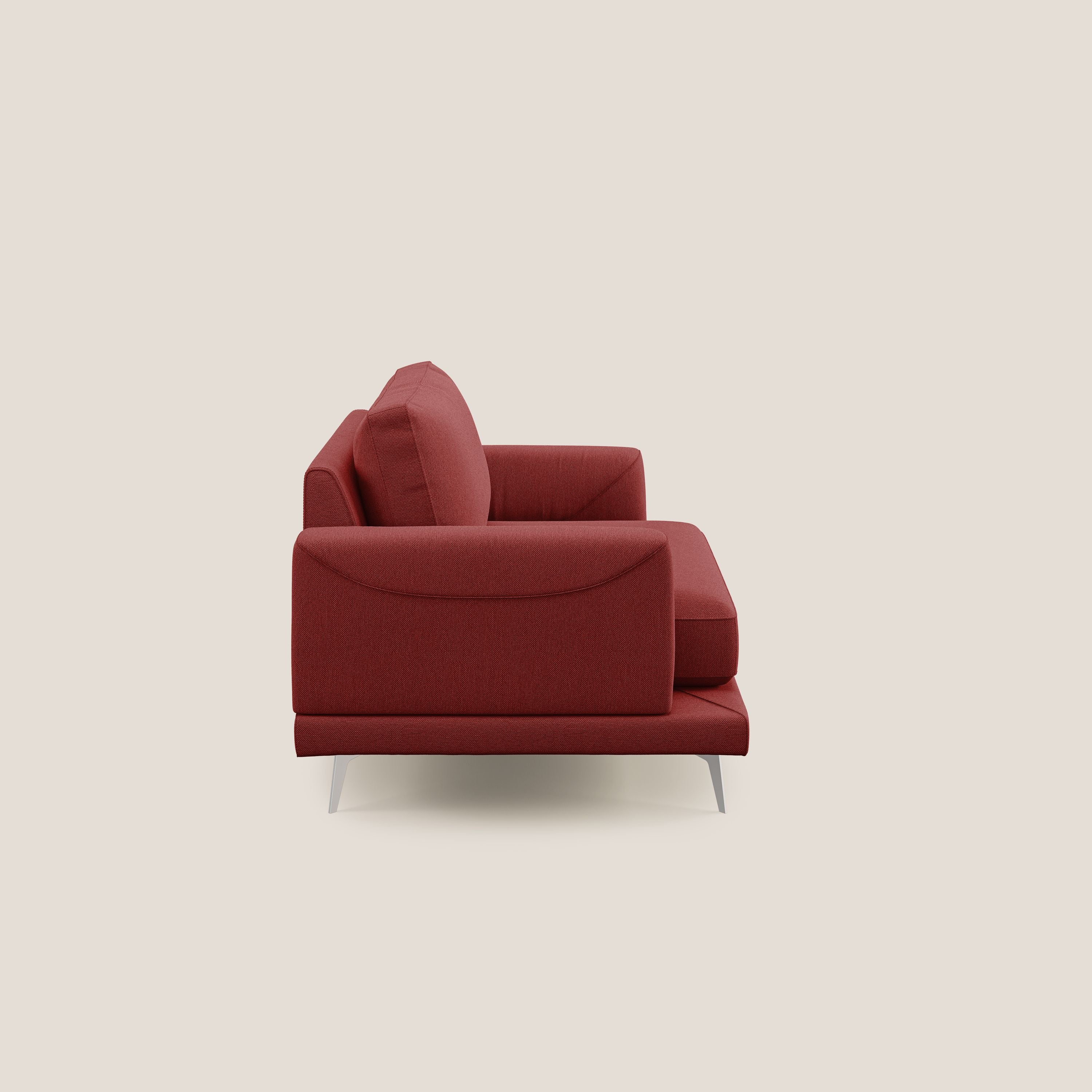Dorian poltrona moderna in tessuto smacchiabile T05 rosso - divani.store