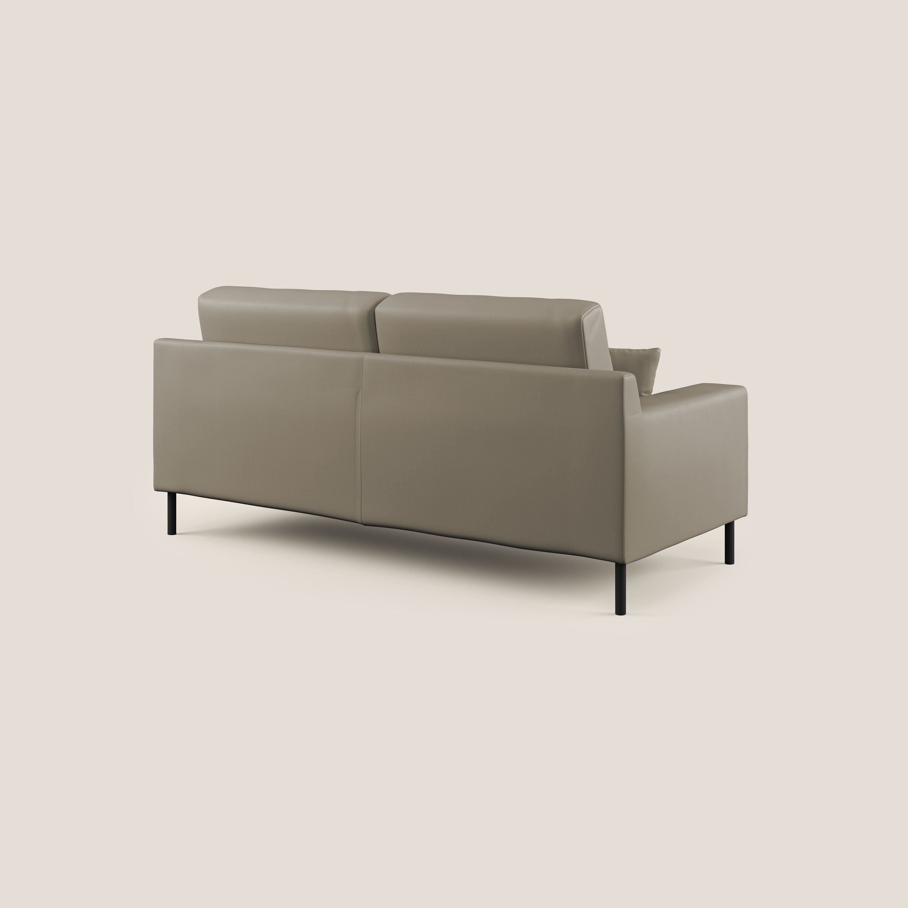 Uranio divano moderno lineare in Ecopelle impermeabile T04 talpa - divani.store