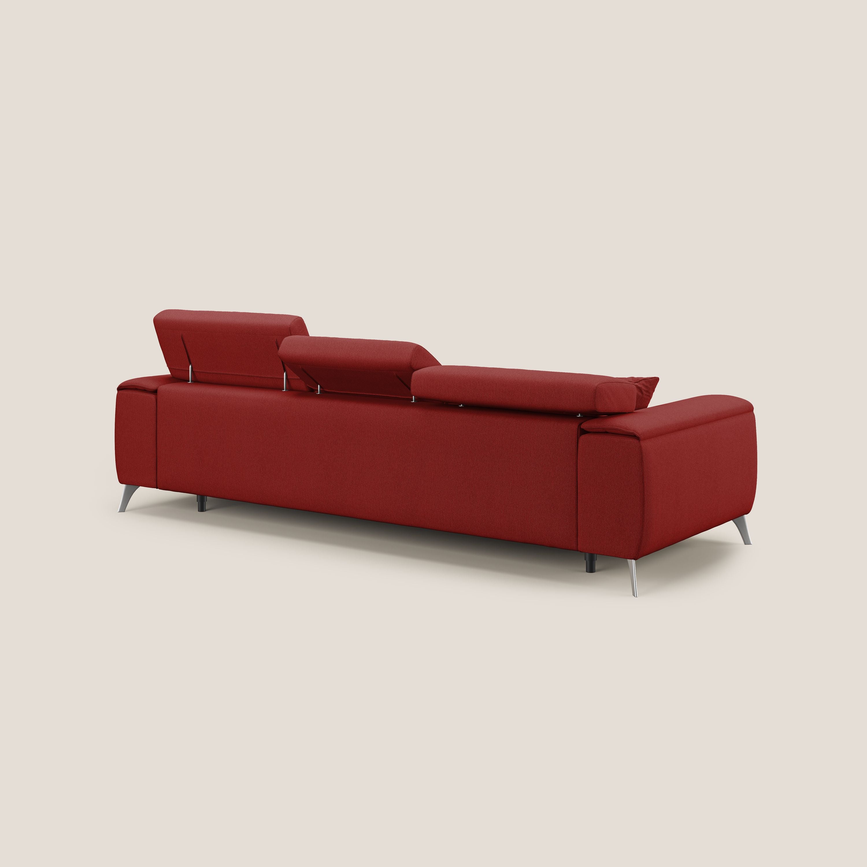 Fusion divano con 3 sedute allungabili in tessuto smacchiabile T05 rosso - divani.store
