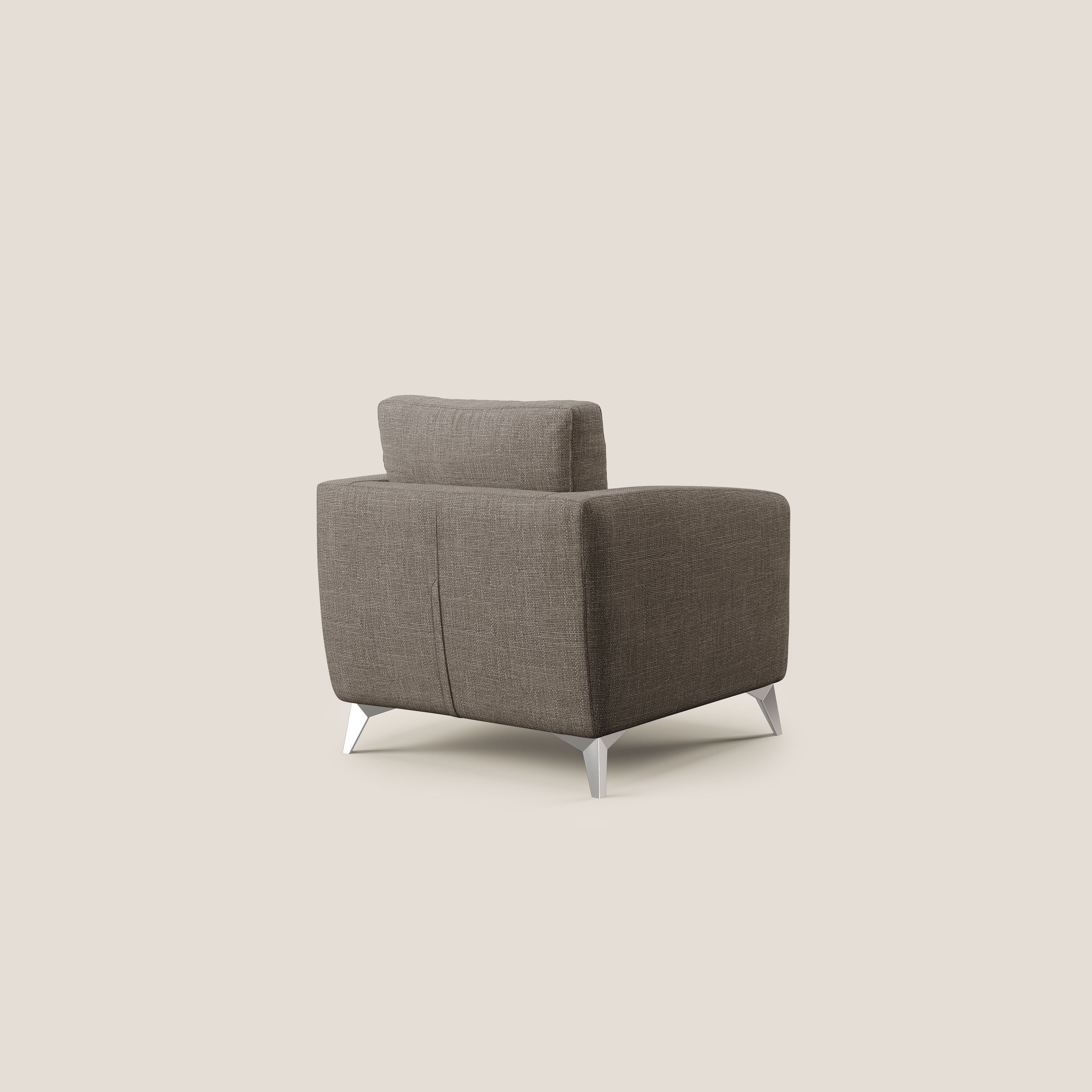 Orione Poltroncina in morbido tessuto impermeabile ad intreccio T06 marrone - divani.store