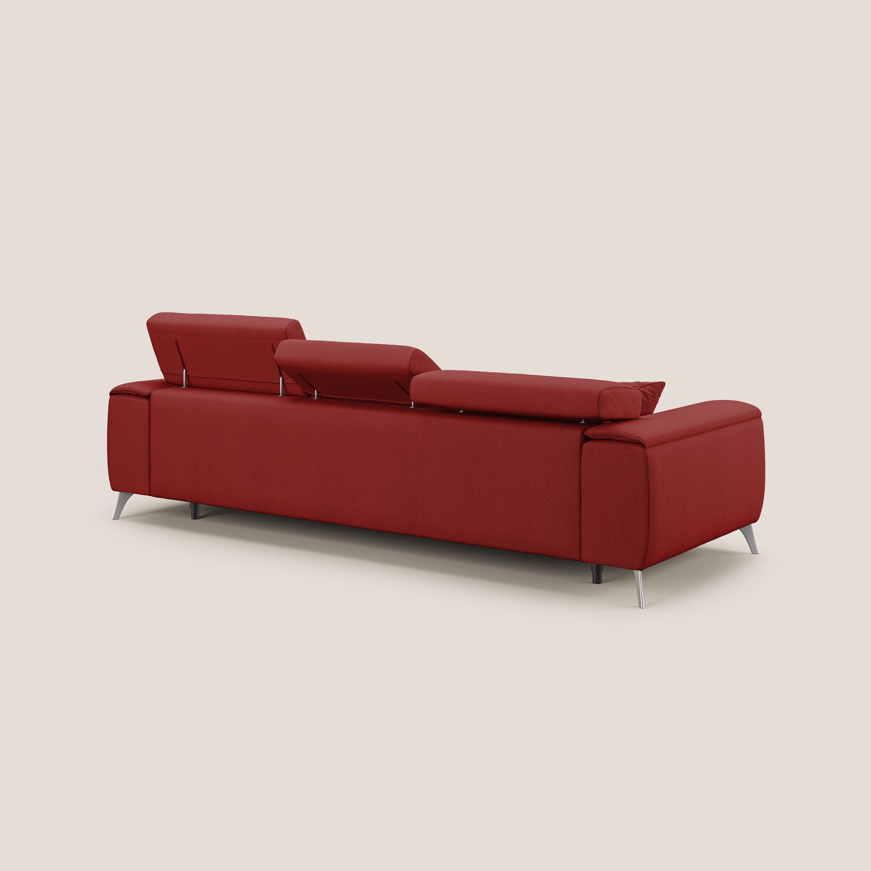 Fusion Divano angolare con sedute scorrevoli in tessuto morbido smacchiabile T05 rosso - divani.store
