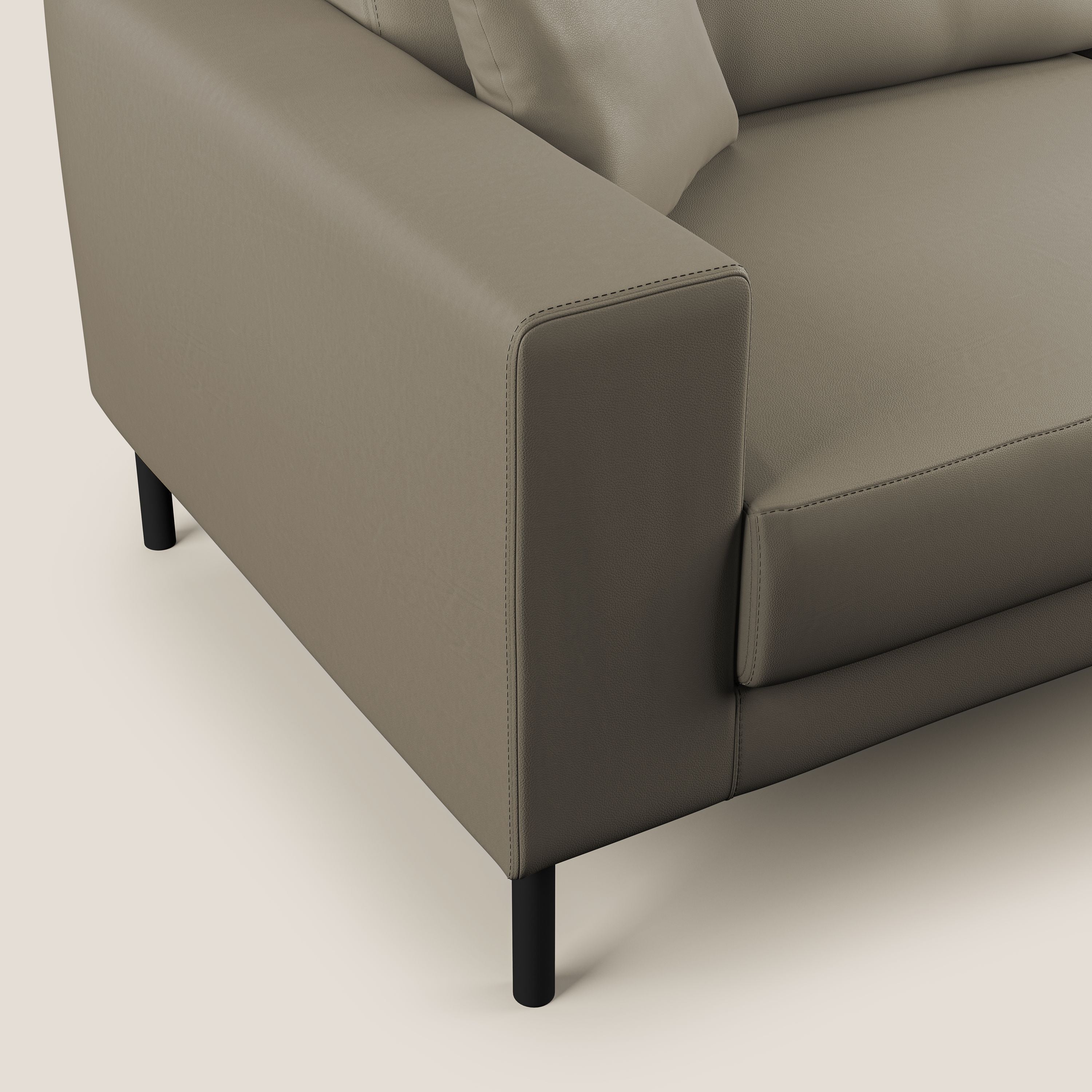 Uranio divano moderno lineare in Ecopelle impermeabile T04 talpa - divani.store