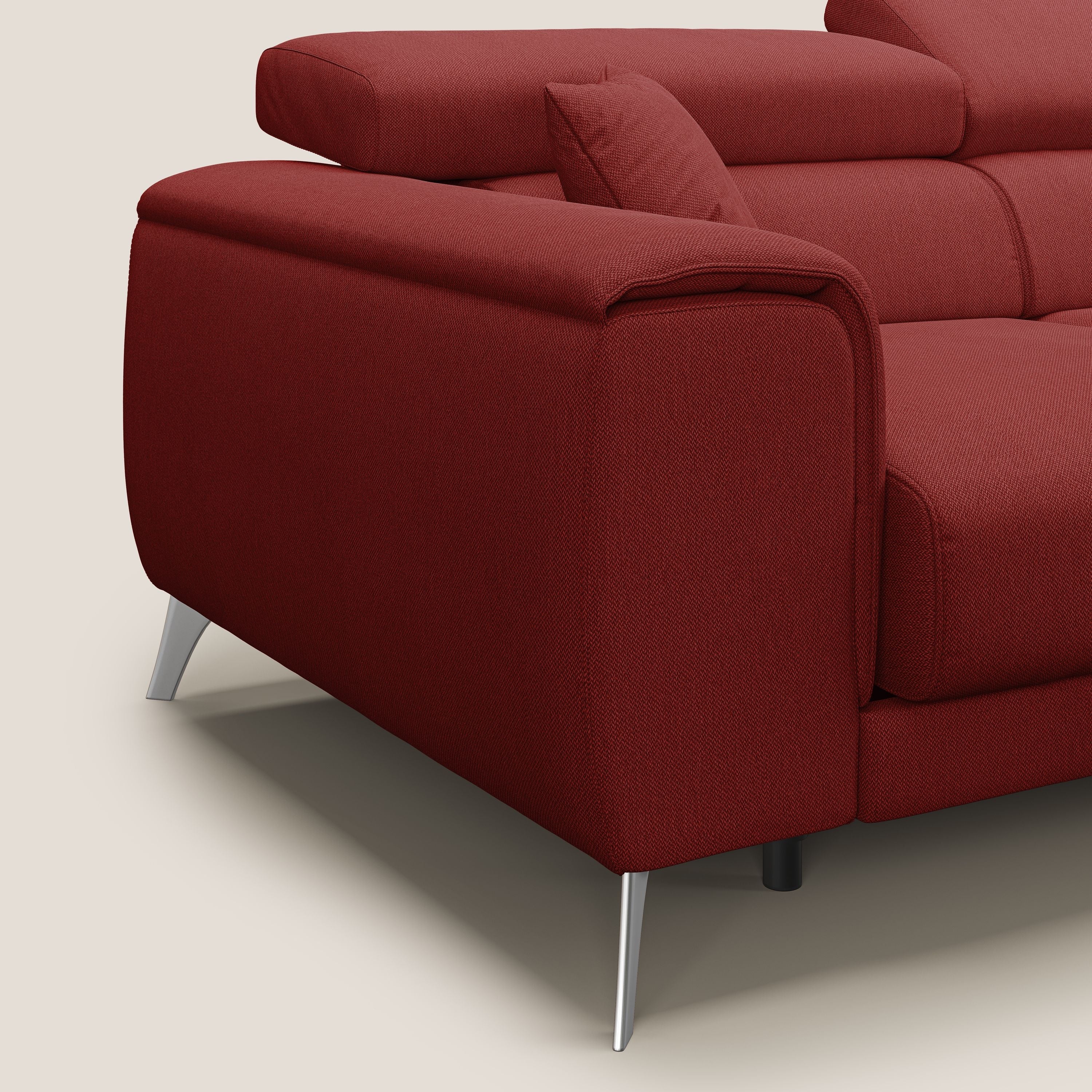 Fusion Divano angolare con sedute scorrevoli in tessuto morbido smacchiabile T05 rosso - divani.store