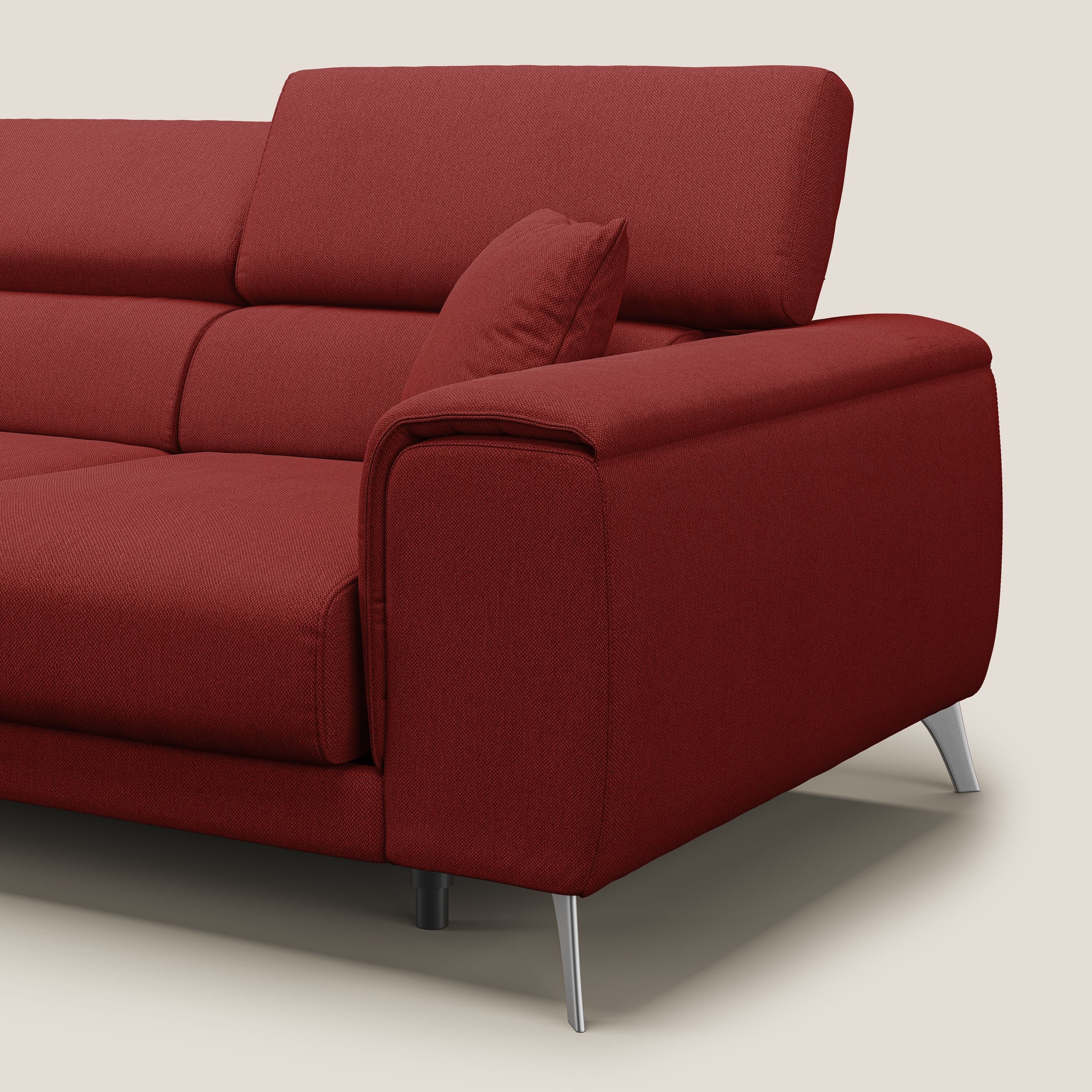 Fusion divano con 3 sedute allungabili in tessuto smacchiabile T05 rosso - divani.store
