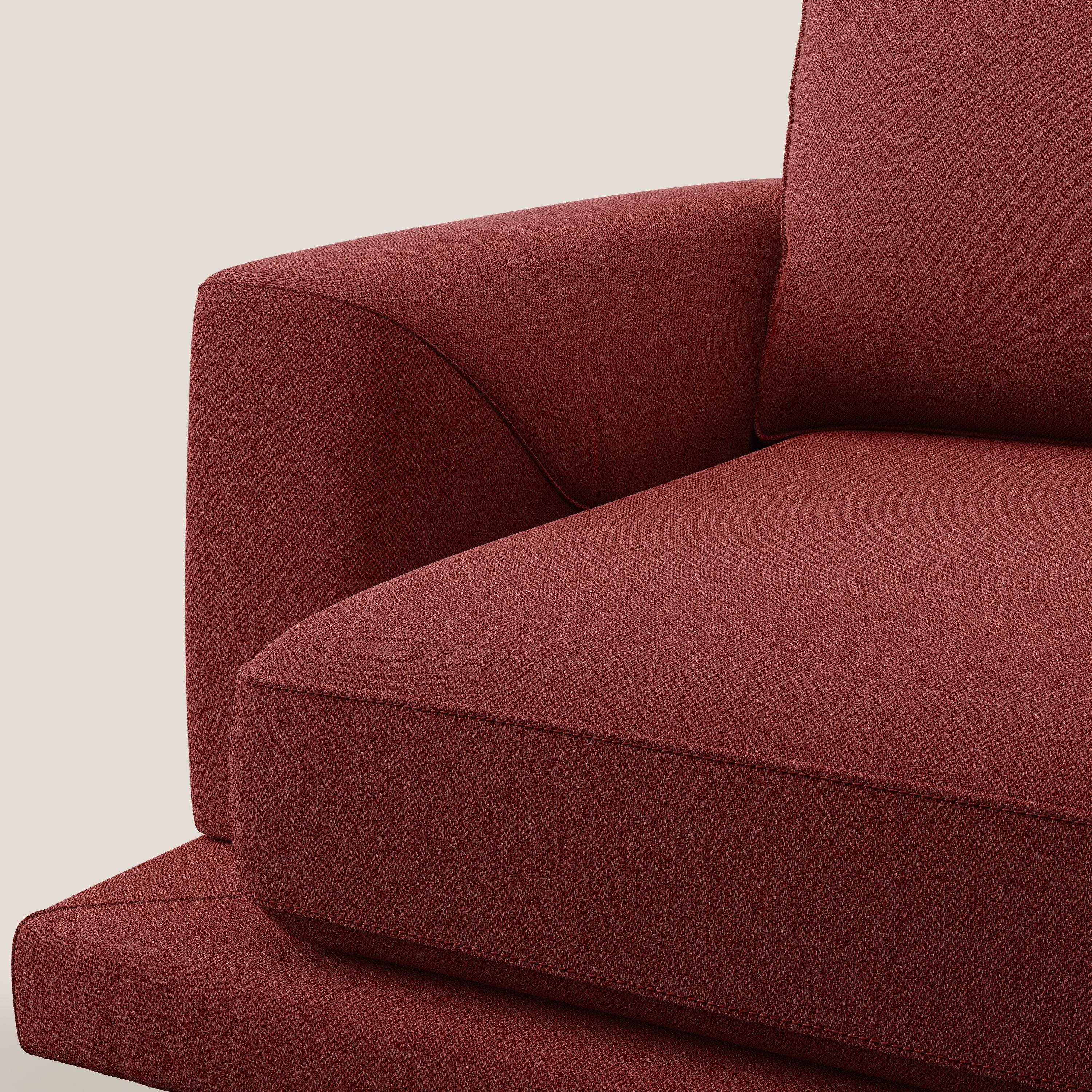 Dorian poltrona moderna in tessuto smacchiabile T05 rosso - divani.store