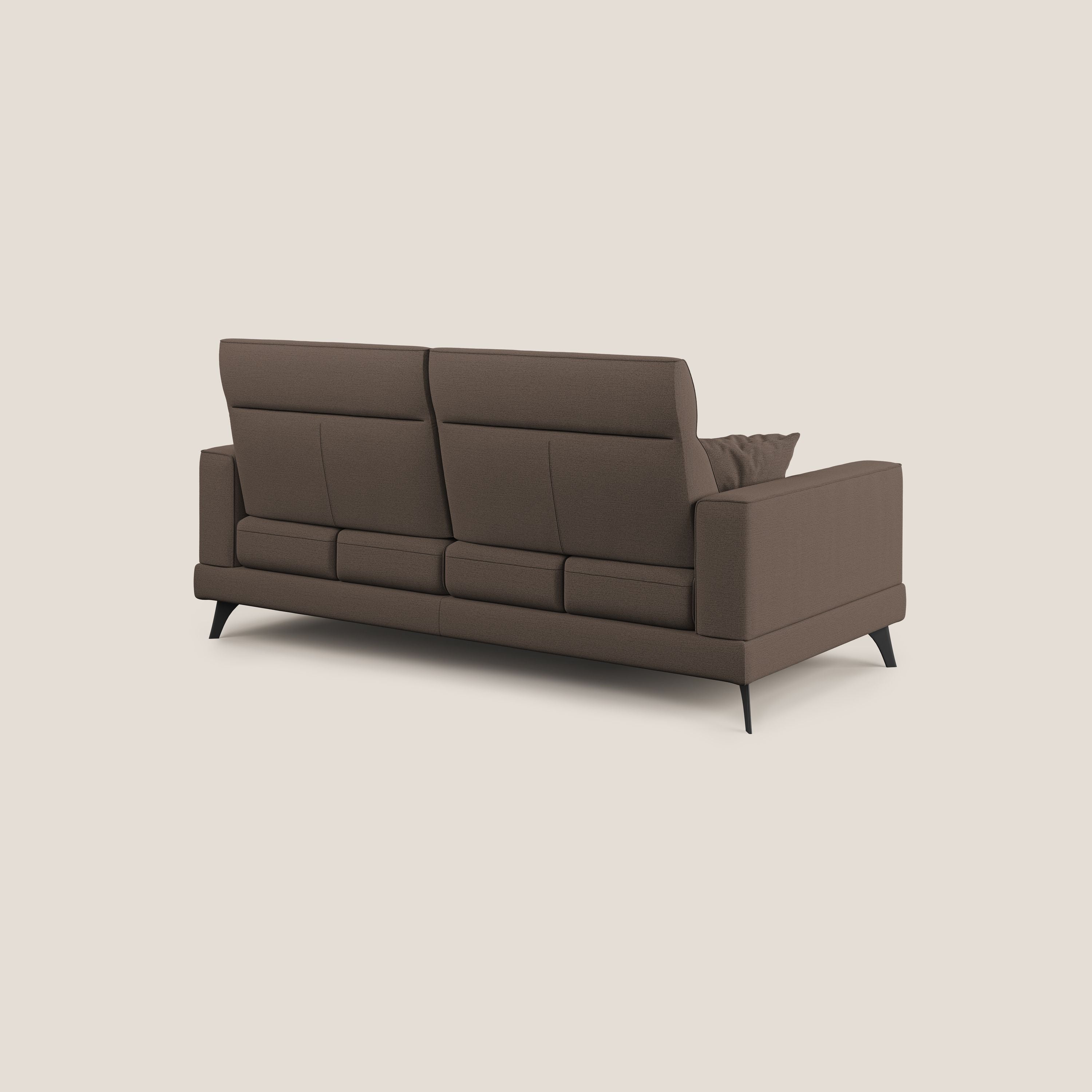 Slide Divano con schienali traslanti e poggiatesta in tessuto simil cotone impermeabile T19 marrone - divani.store