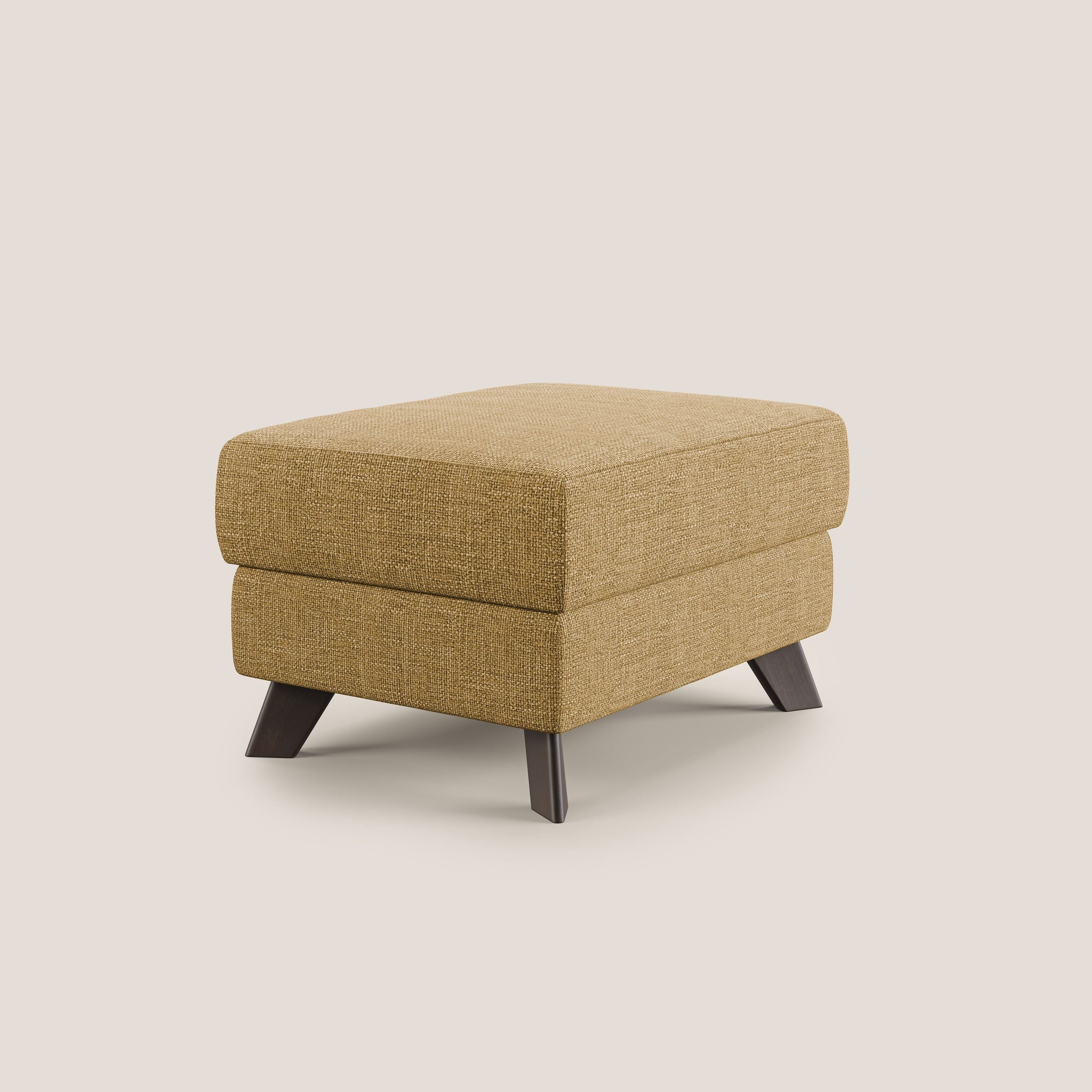 Moon Pouf contenitore e piedini alti in tessuto morbido ad intreccio soft-touch impermeabile T06 giallo - divani.store