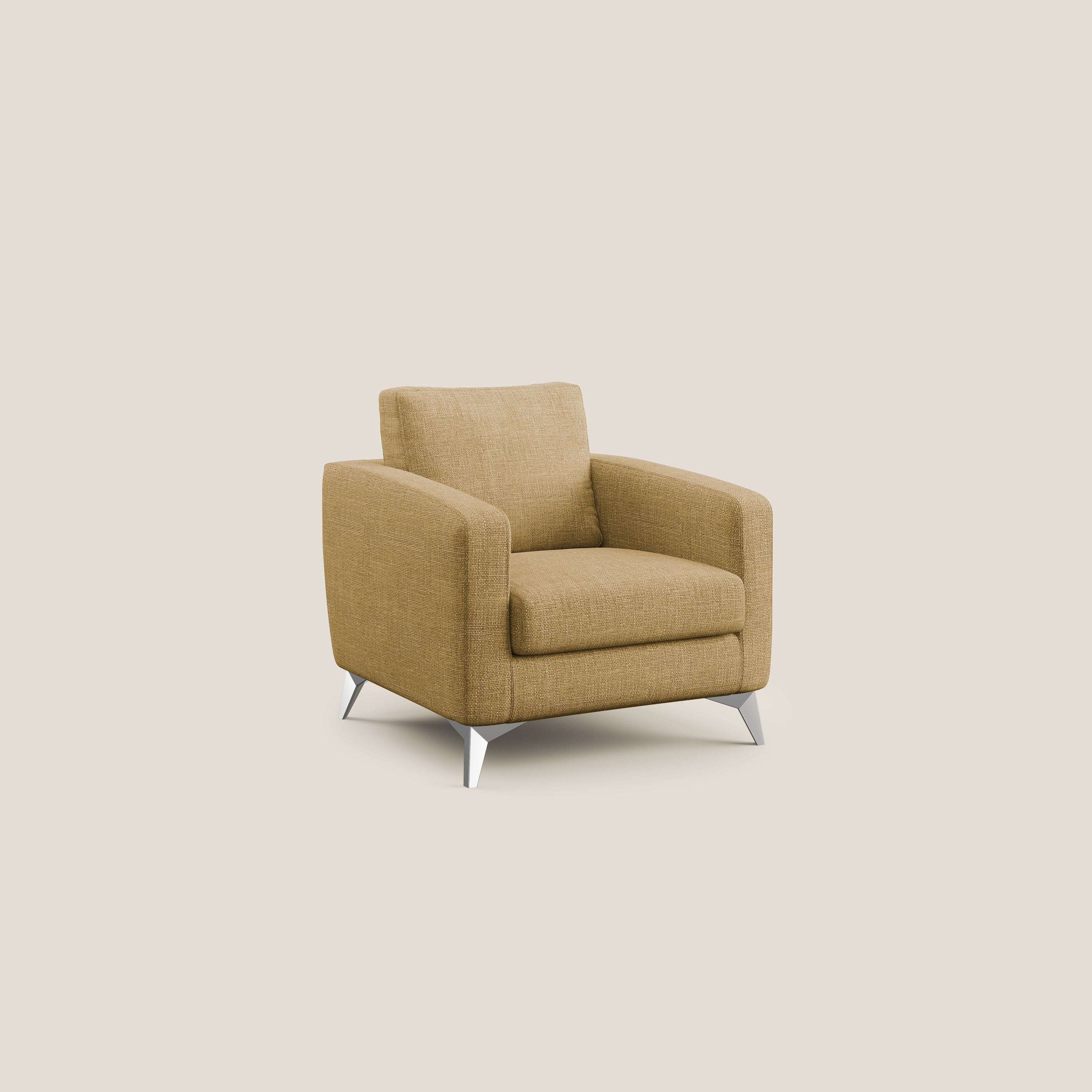 Orione Poltroncina in morbido tessuto impermeabile ad intreccio T06 giallo - divani.store