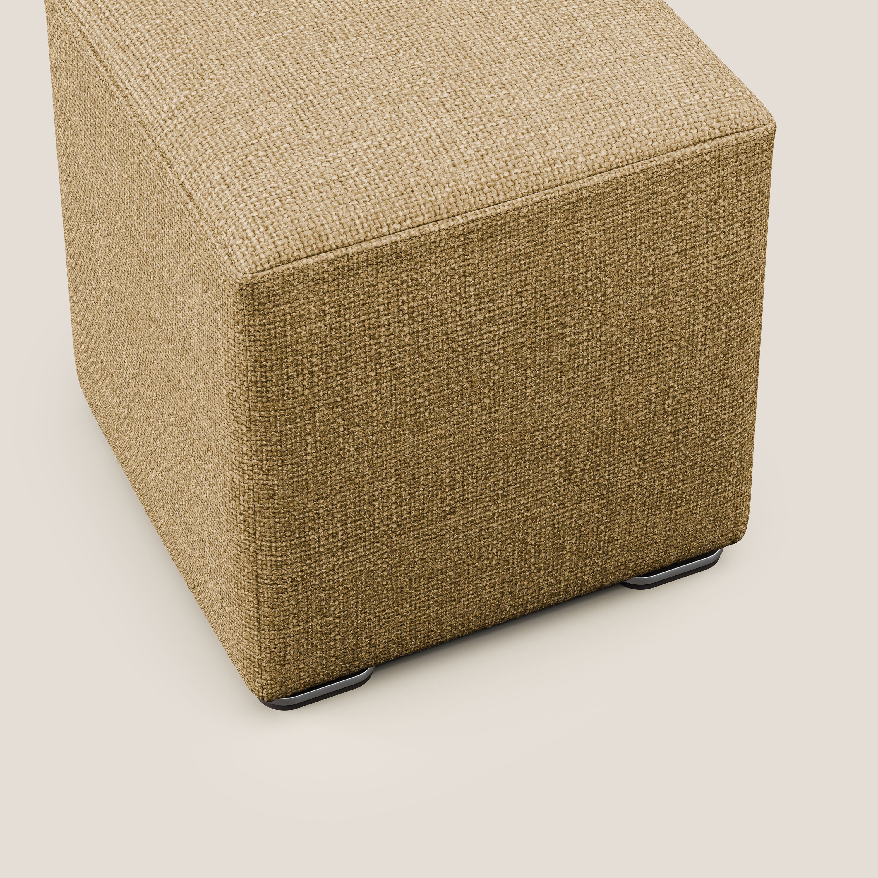 Cube pouf in morbido tessuto impermeabile ad intreccio melangiato T06 giallo - divani.store
