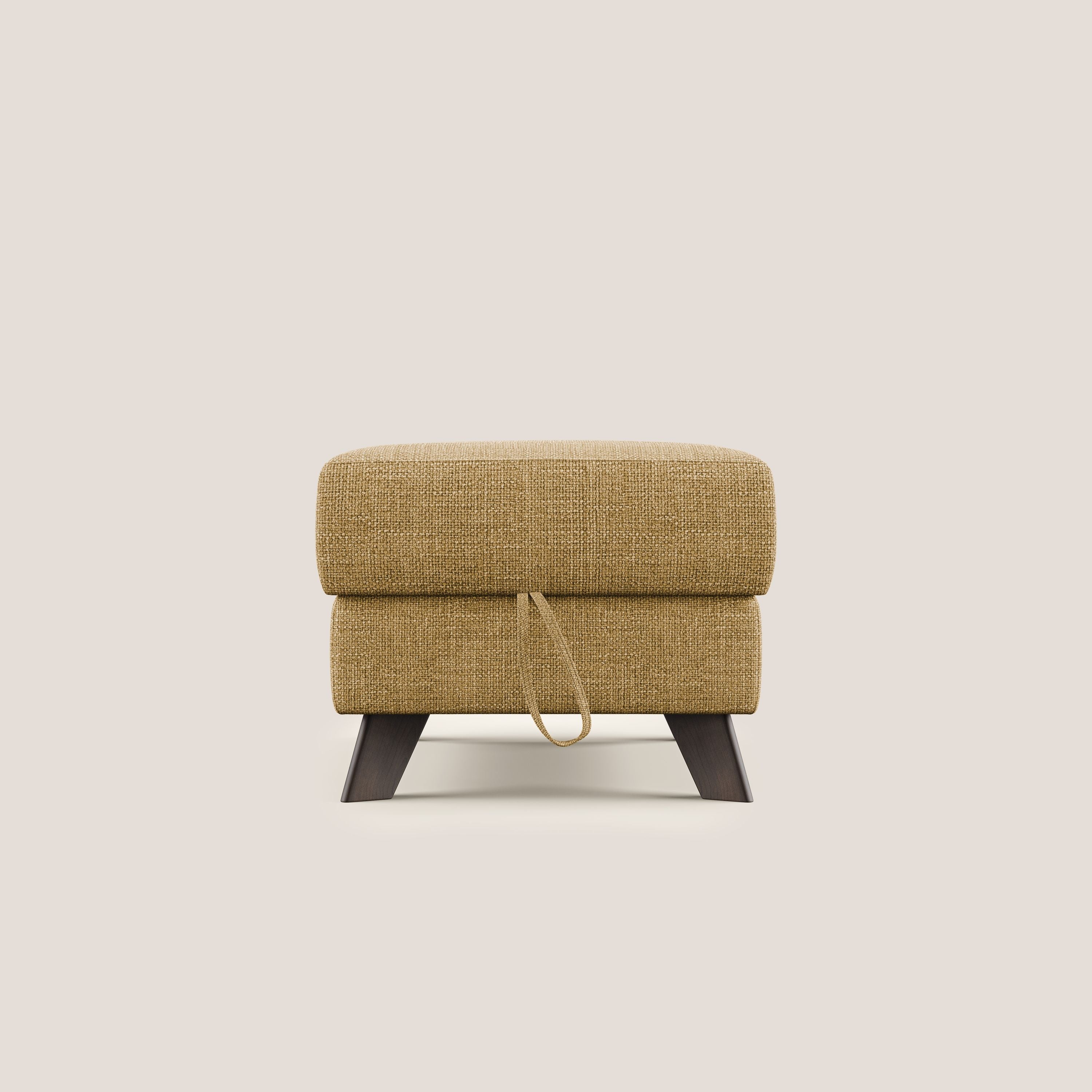 Moon Pouf contenitore e piedini alti in tessuto morbido ad intreccio soft-touch impermeabile T06 giallo - divani.store