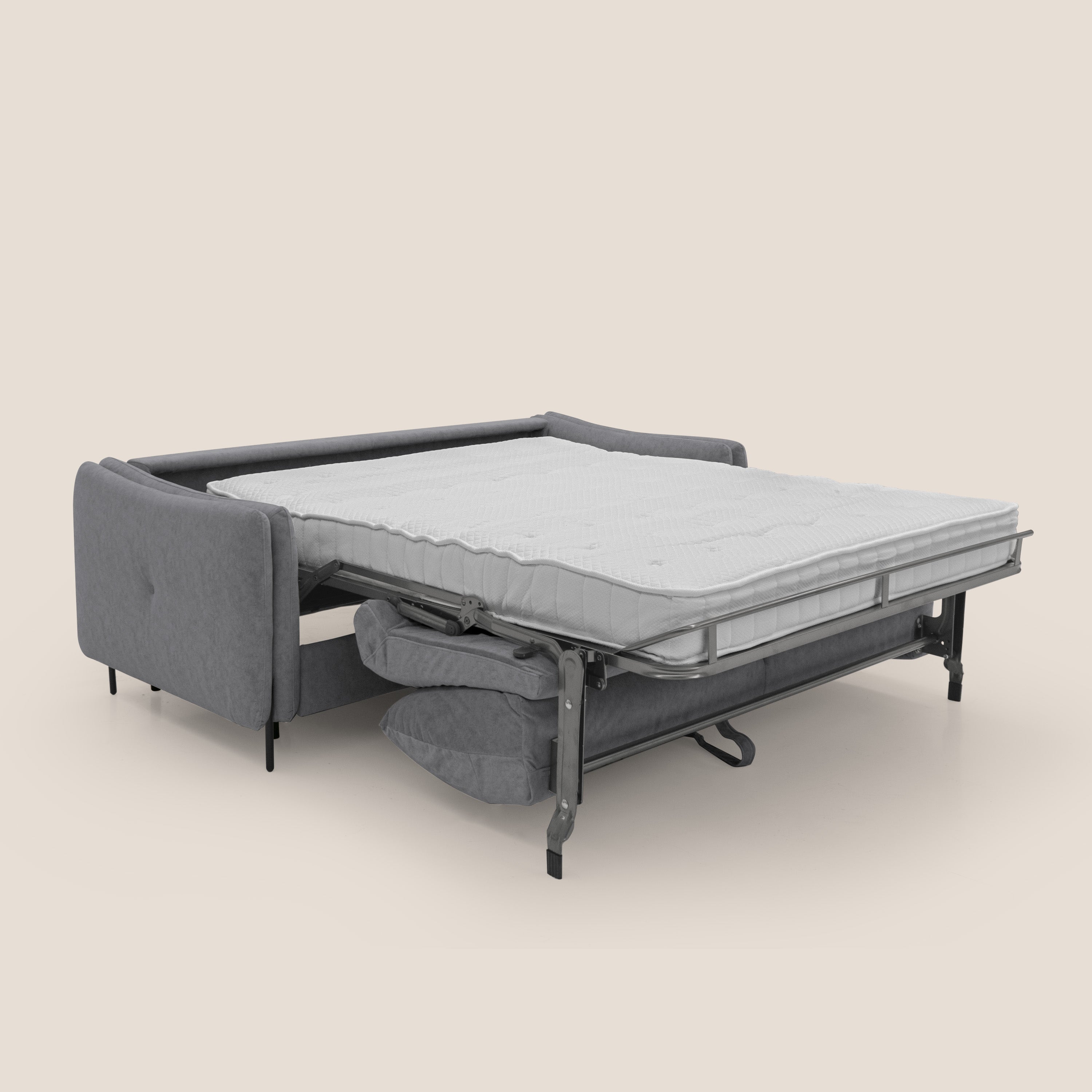 Gregory Divano letto con materasso h18 cm in microfibra effetto velluto impermeabile T09 grigio - divani.store