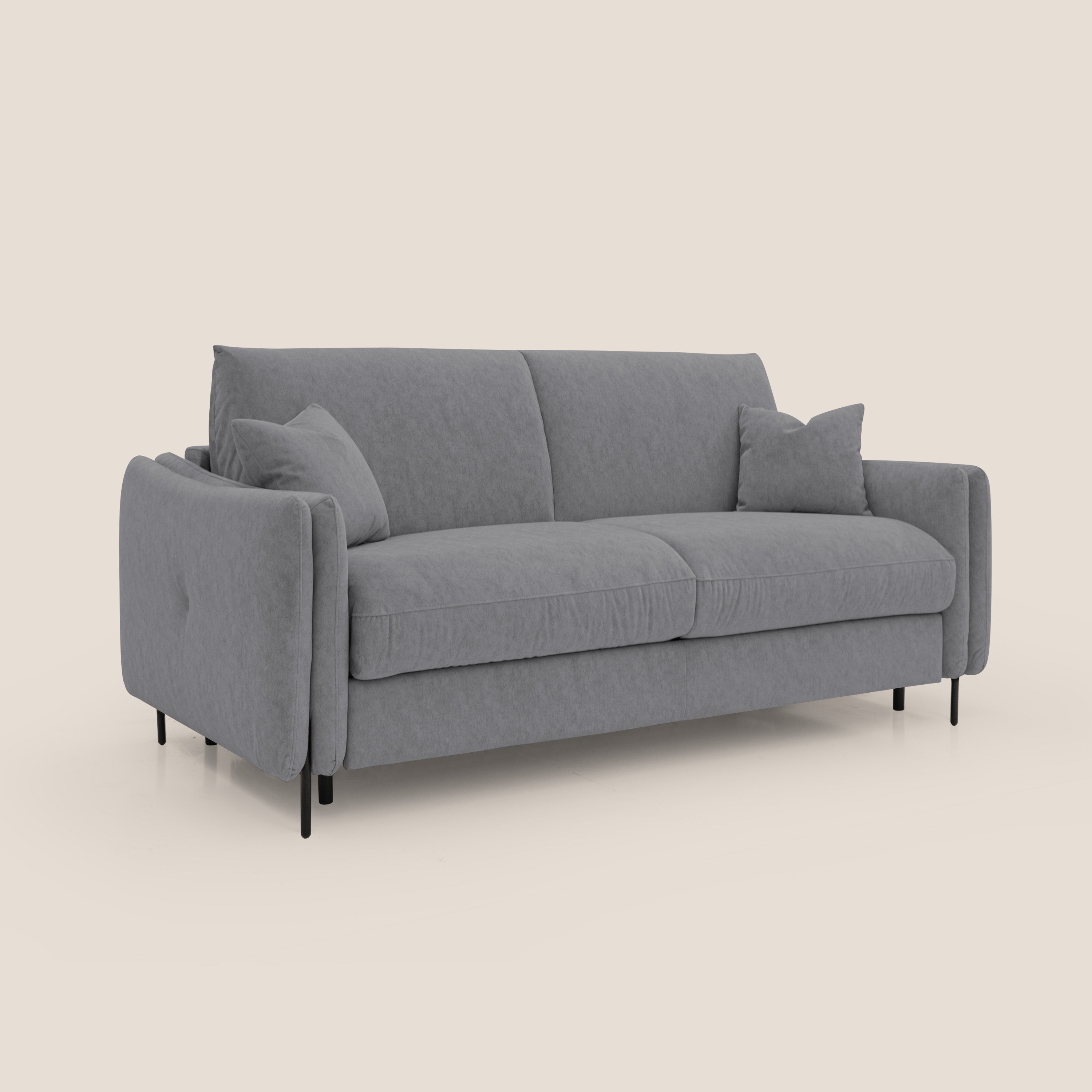 Gregory Divano letto con materasso h18 cm in microfibra effetto velluto impermeabile T09 grigio - divani.store