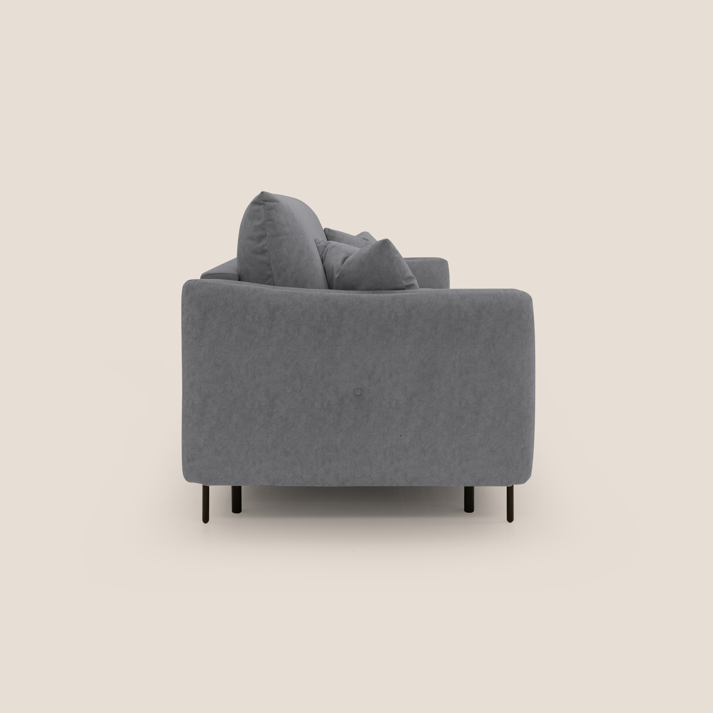 Gregory Divano letto con materasso h18 cm in microfibra effetto velluto impermeabile T09 grigio - divani.store