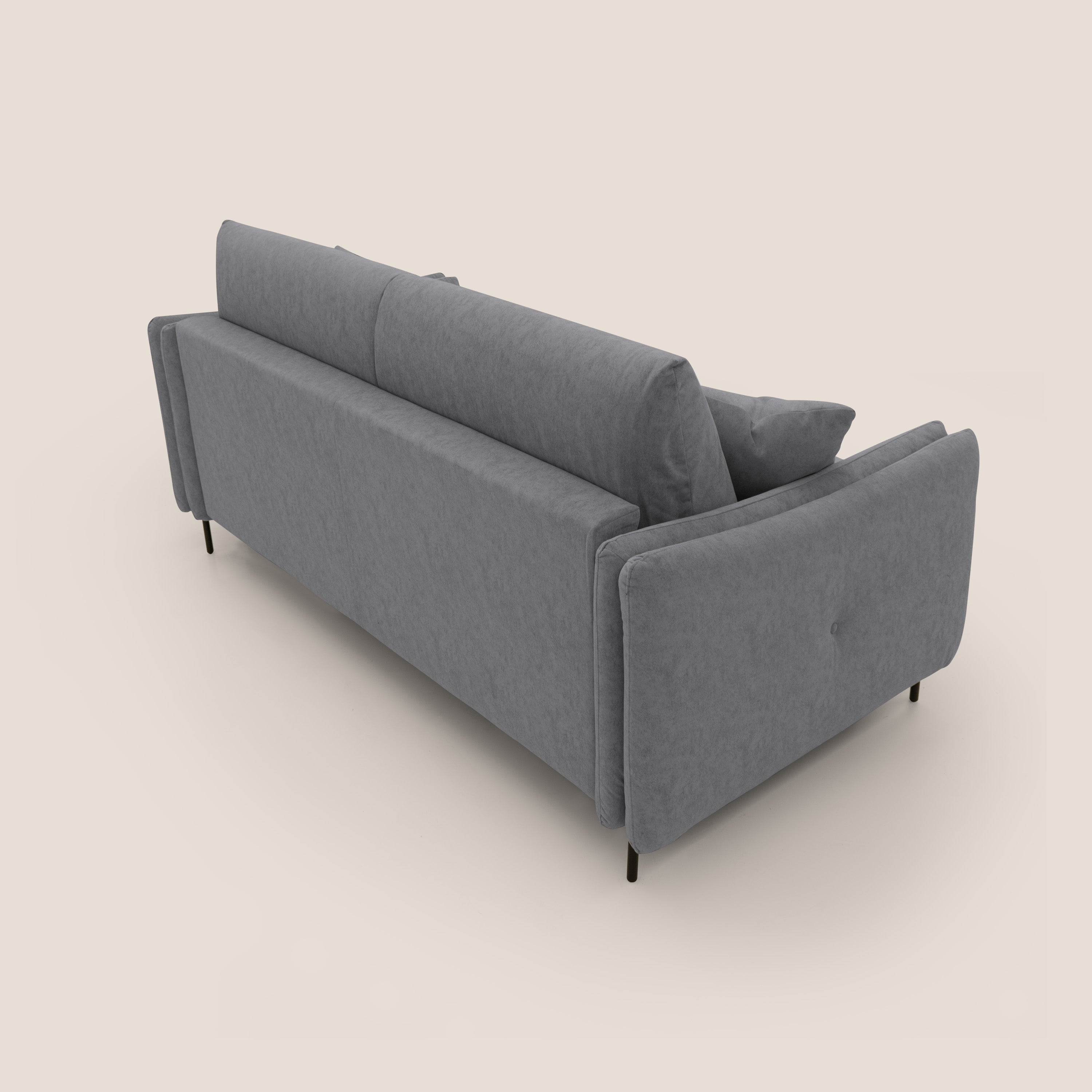 Gregory Divano letto con materasso h18 cm in microfibra effetto velluto impermeabile T09 grigio - divani.store