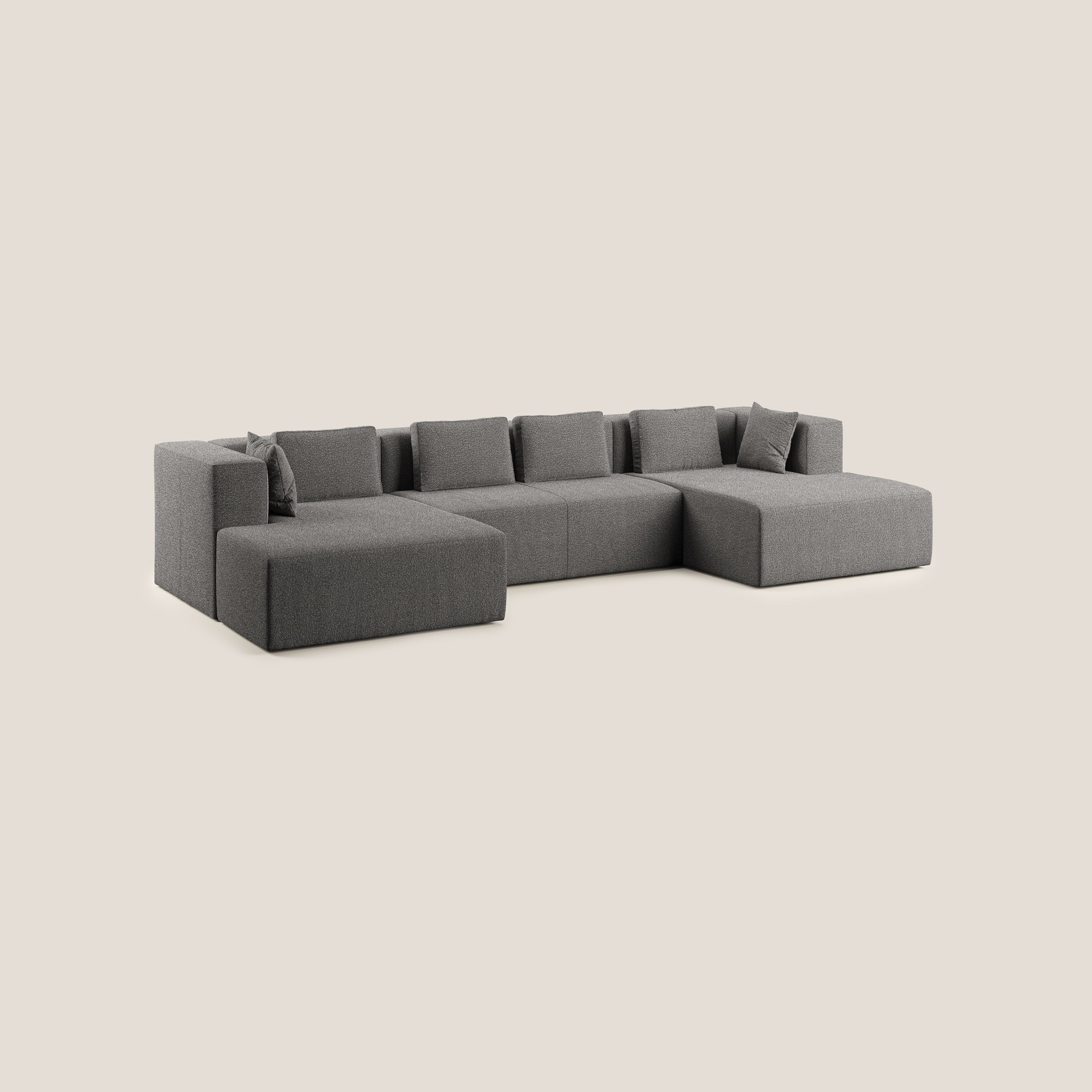 Nettuno divano panoramico in morbido tessuto bouclè T07 antracite - divani.store
