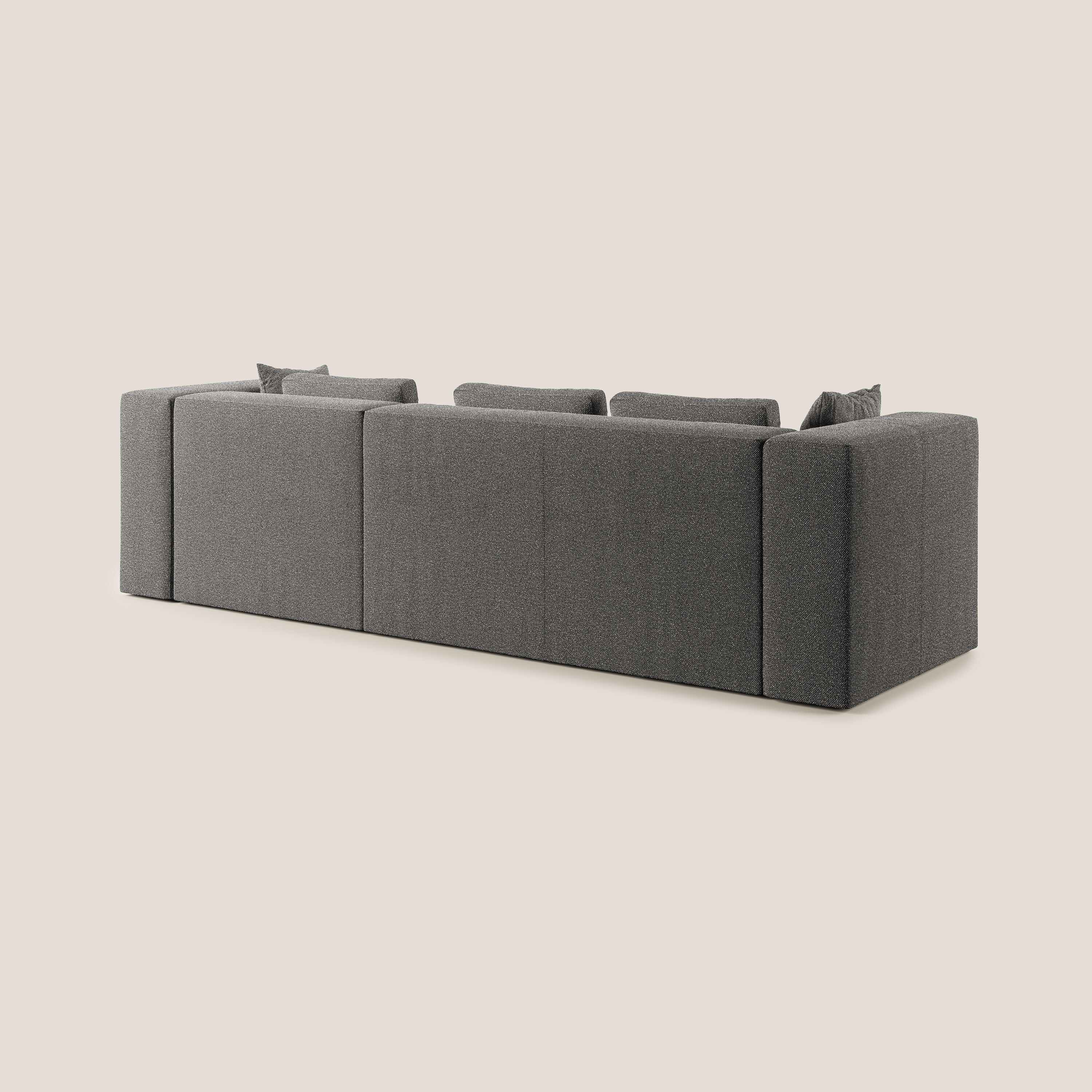 Nettuno divano angolare componibile in morbido tessuto bouclè T07 antracite - divani.store