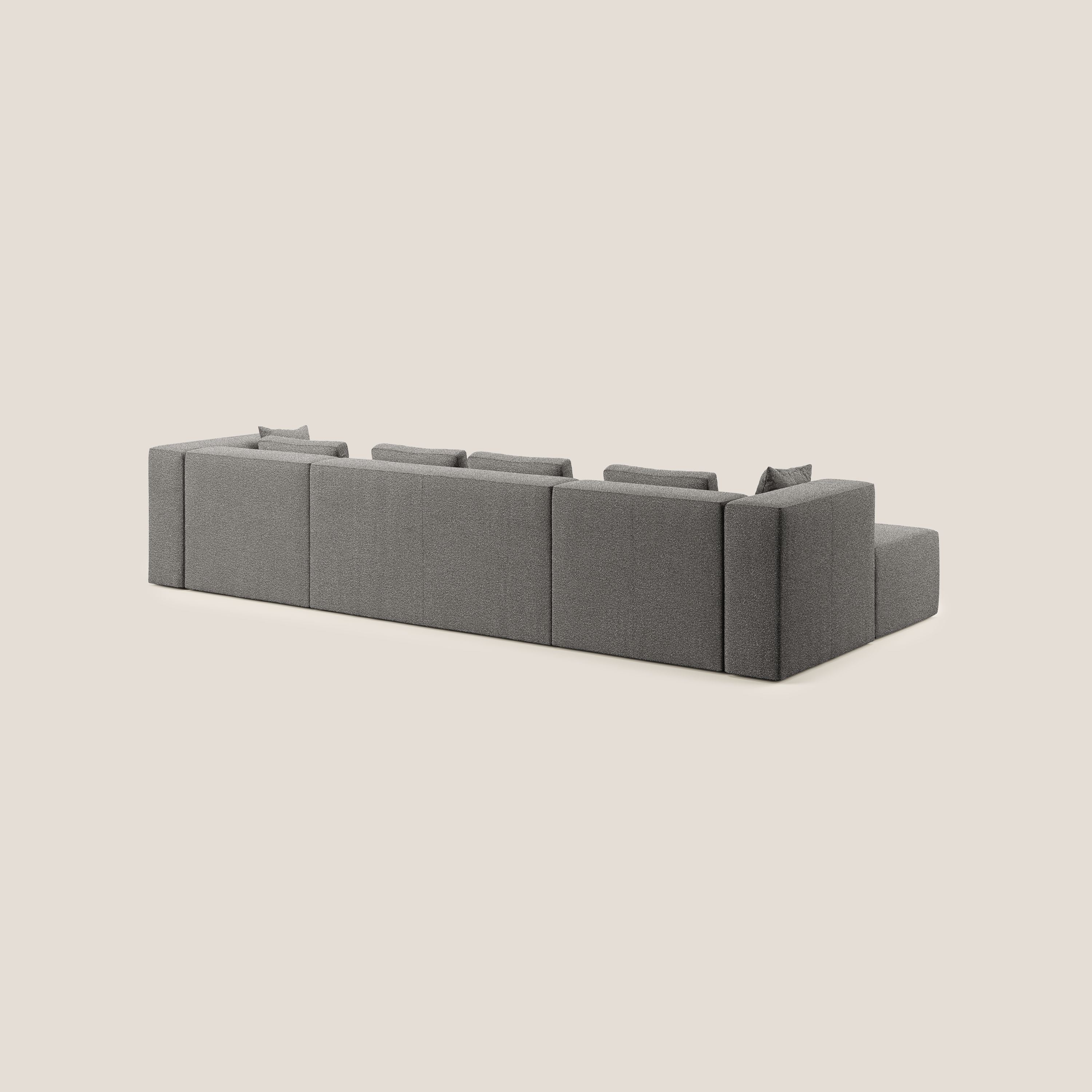 Nettuno divano panoramico in morbido tessuto bouclè T07 antracite - divani.store