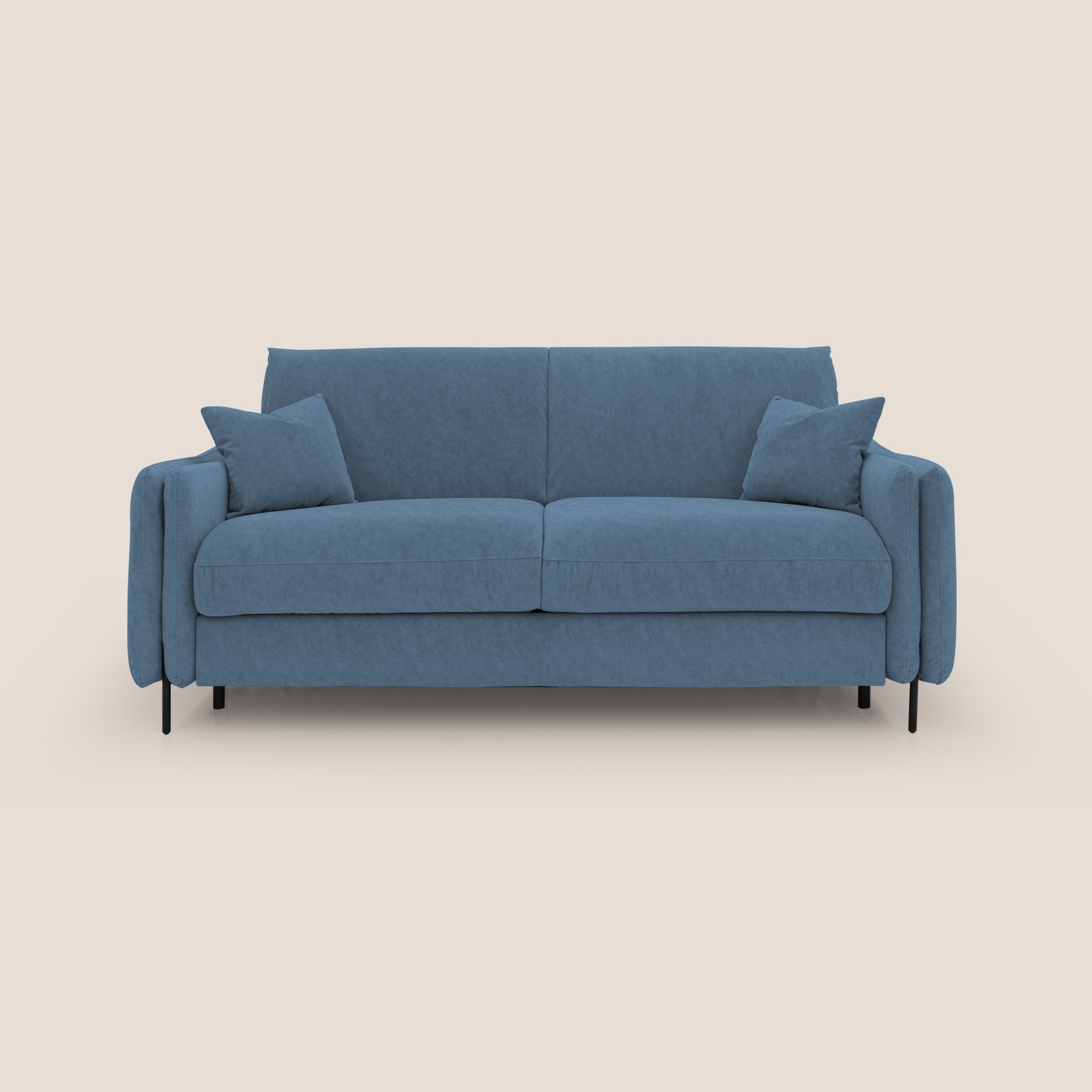 Gregory Divano letto con materasso h18 cm in microfibra effetto velluto impermeabile T09 blu - divani.store