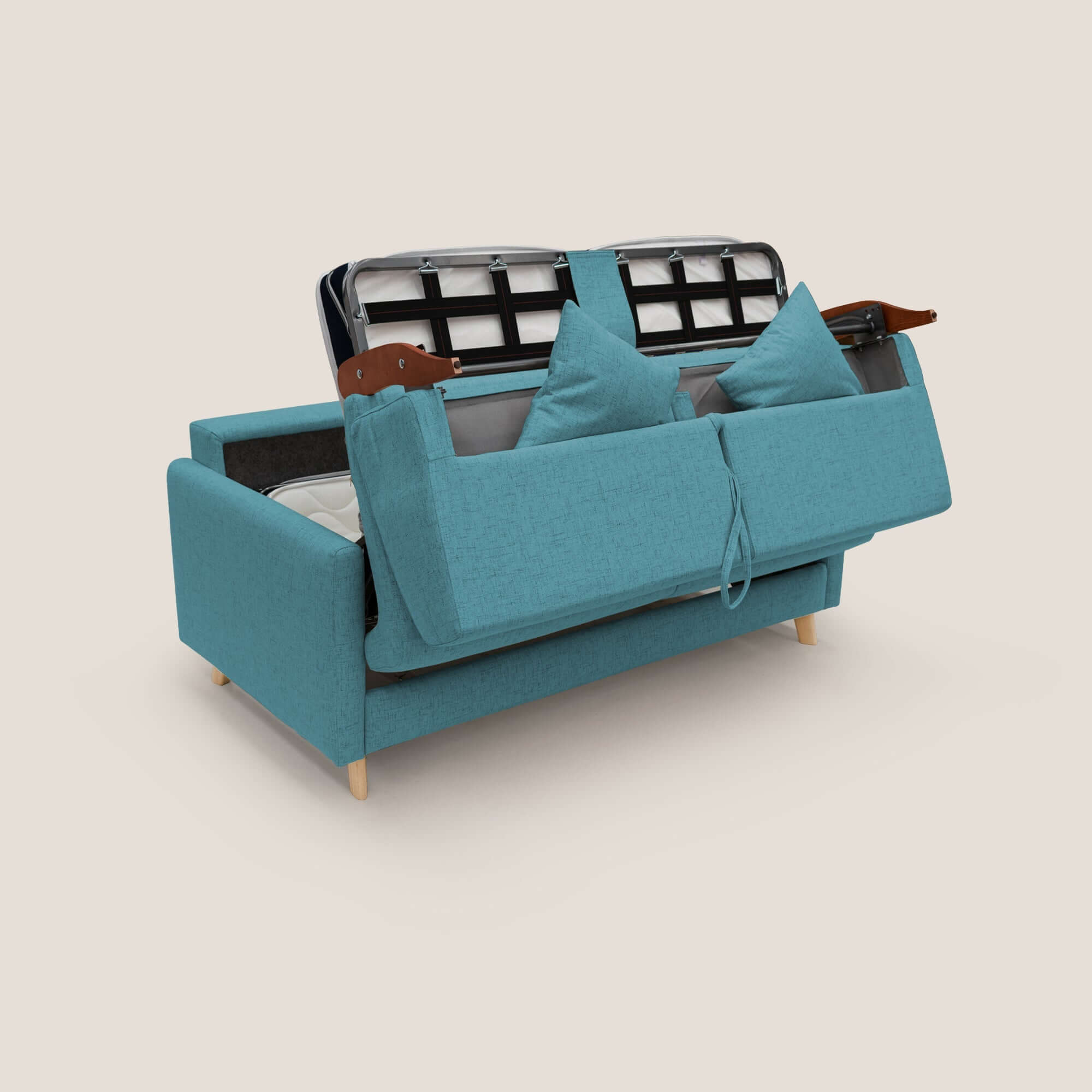 Edgar divano letto matrimoniale in tessuto felis impermeabile T03 azzurro - divani.store