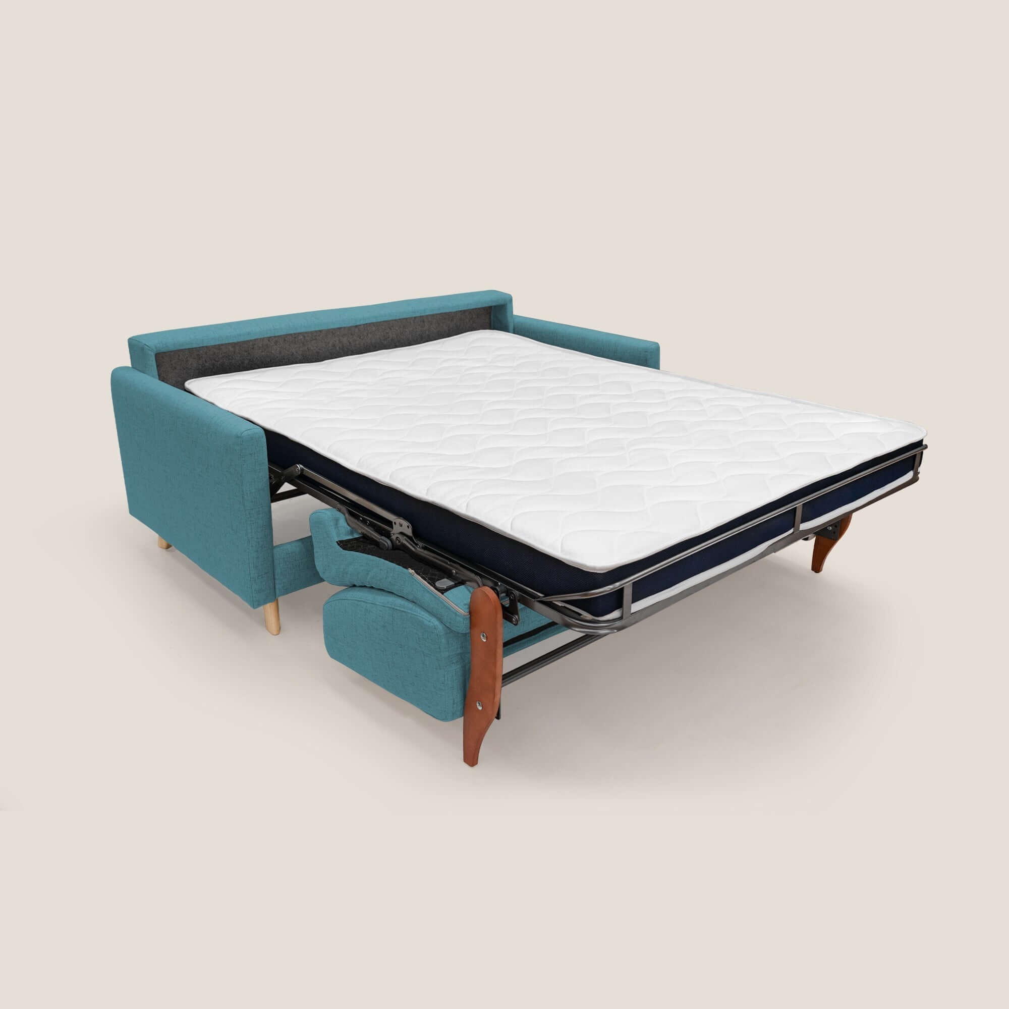 Edgar divano letto matrimoniale in tessuto felis impermeabile T03 azzurro - divani.store