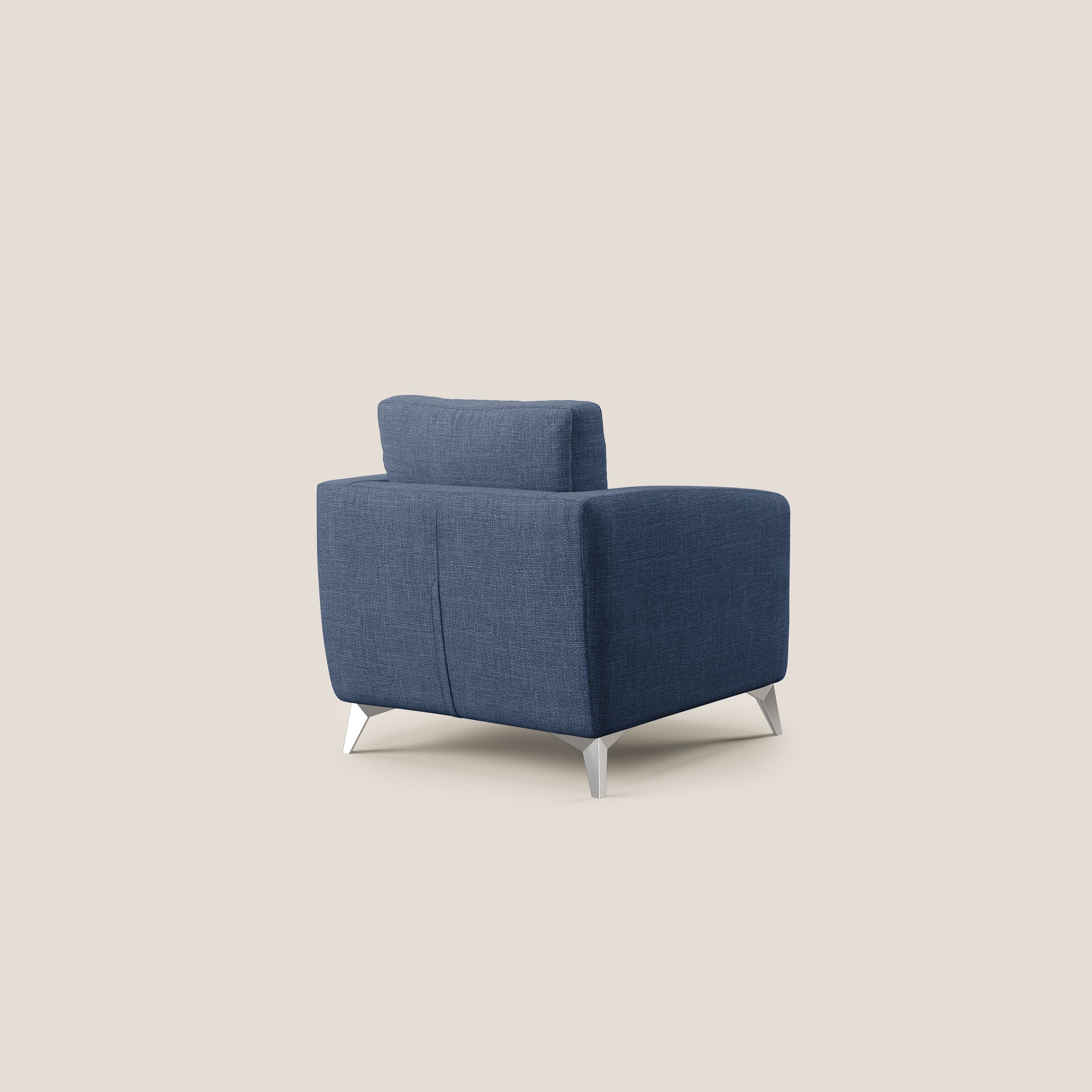 Orione Poltroncina in morbido tessuto impermeabile ad intreccio T06 blu - divani.store