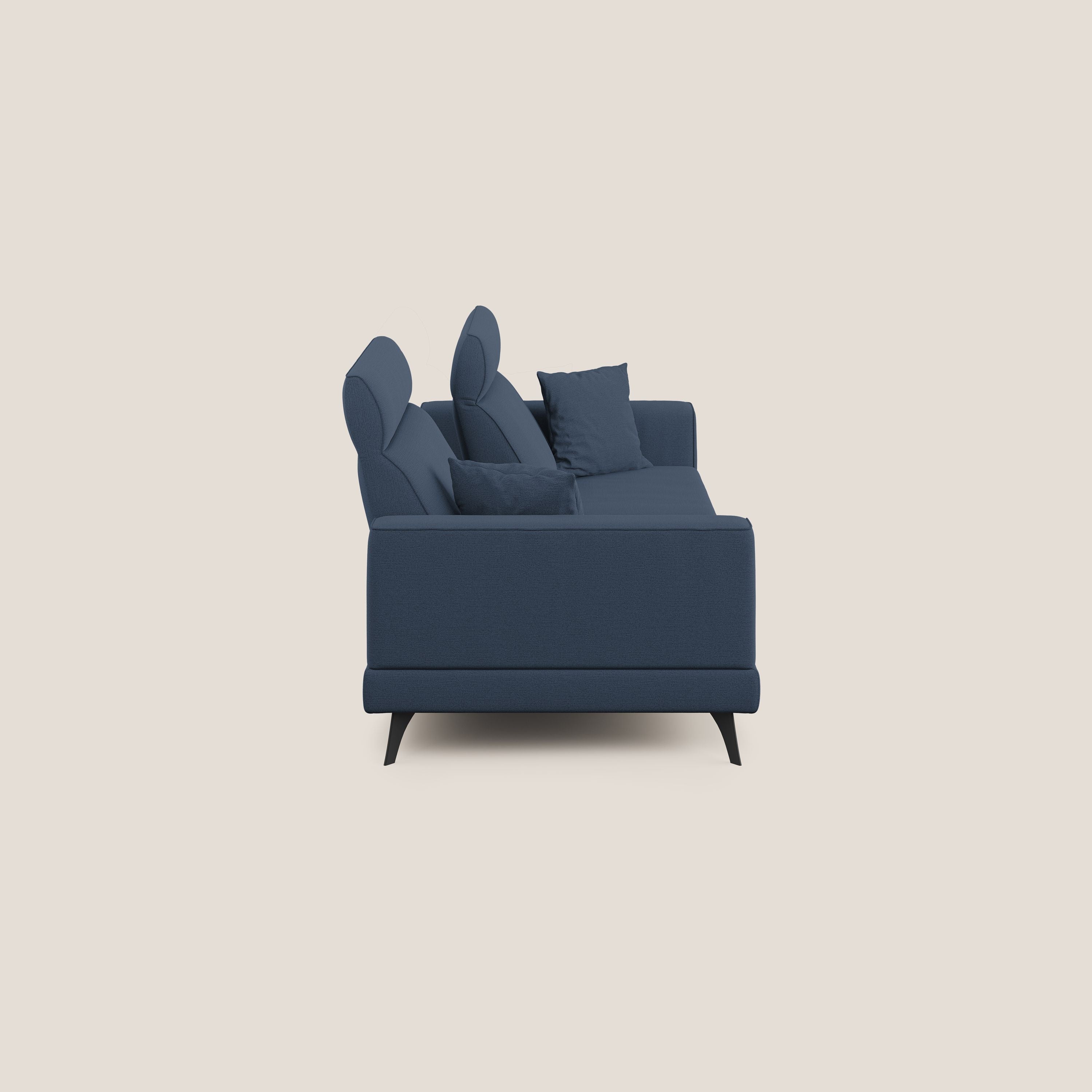 Slide Divano con schienali traslanti e poggiatesta in tessuto simil cotone impermeabile T19 blu - divani.store