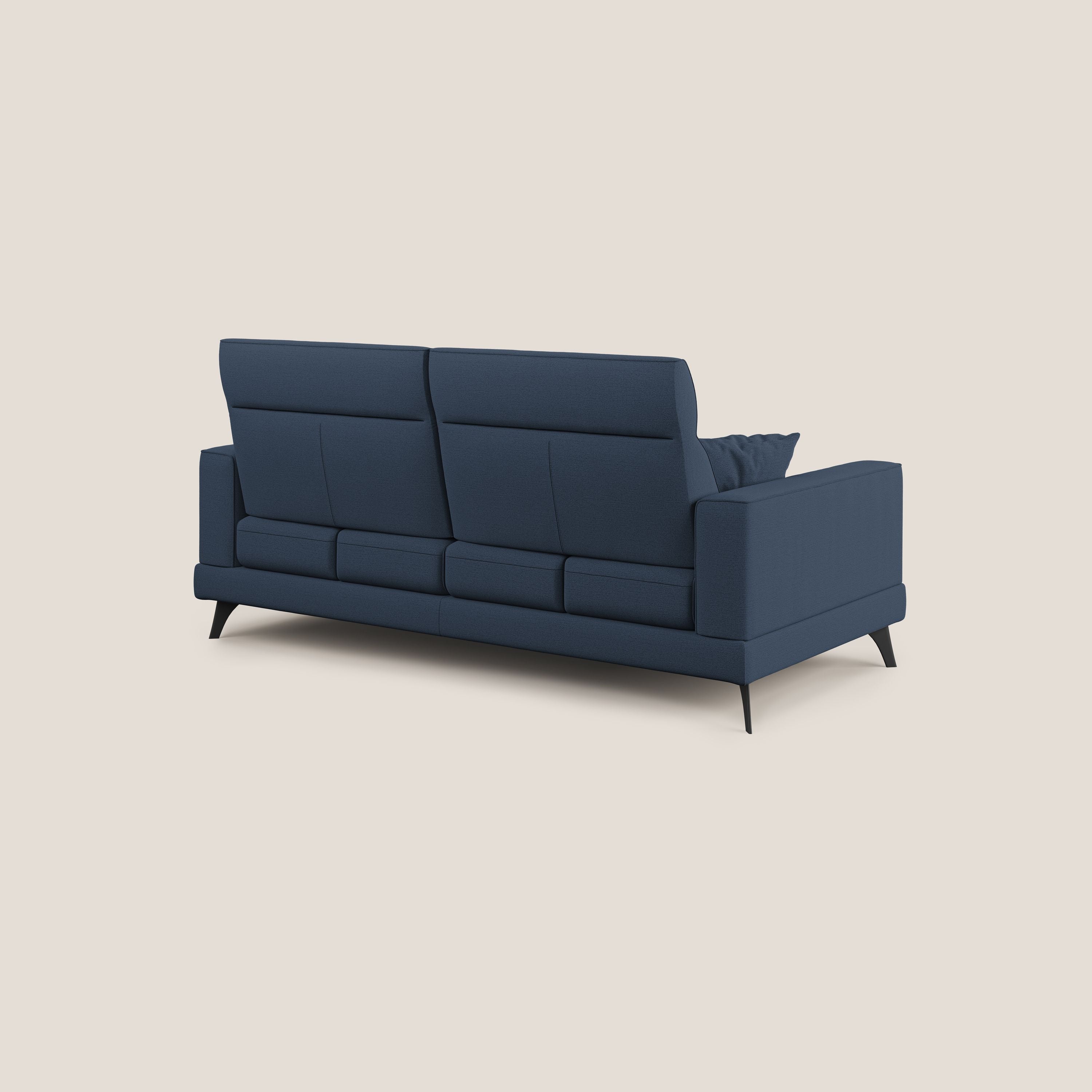 Slide Divano con schienali traslanti e poggiatesta in tessuto simil cotone impermeabile T19 blu - divani.store