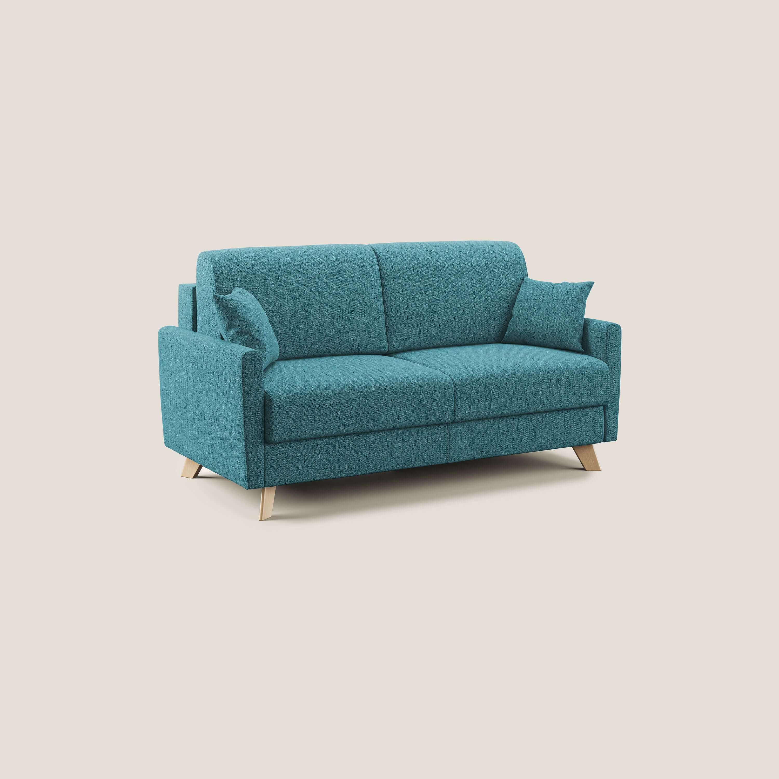 Edgar divano letto matrimoniale in tessuto felis impermeabile T03 azzurro - divani.store