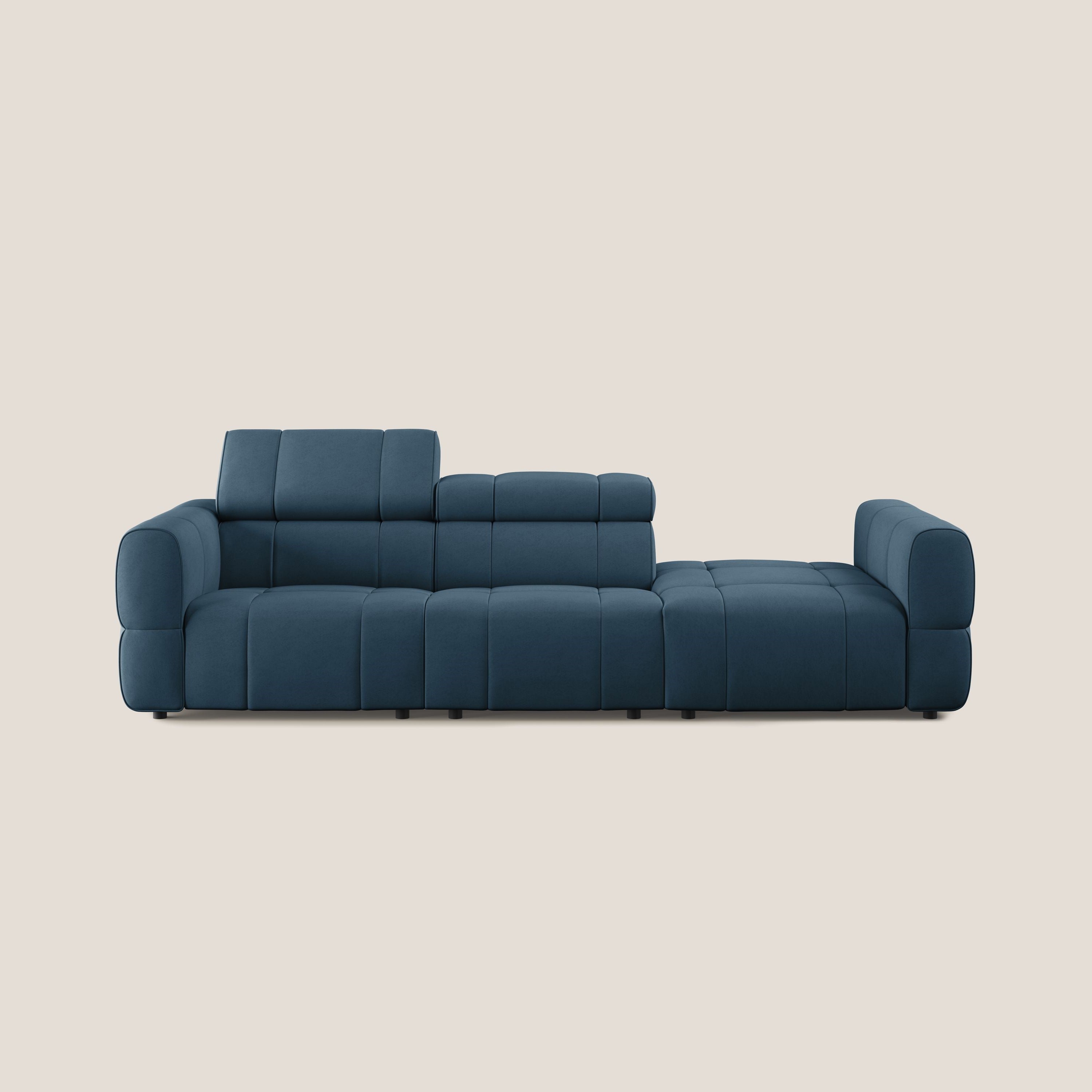 Giotto Divano con terminale e opzione relax elettrico in microfibra effetto velluto impermeabile T09 - divani.store