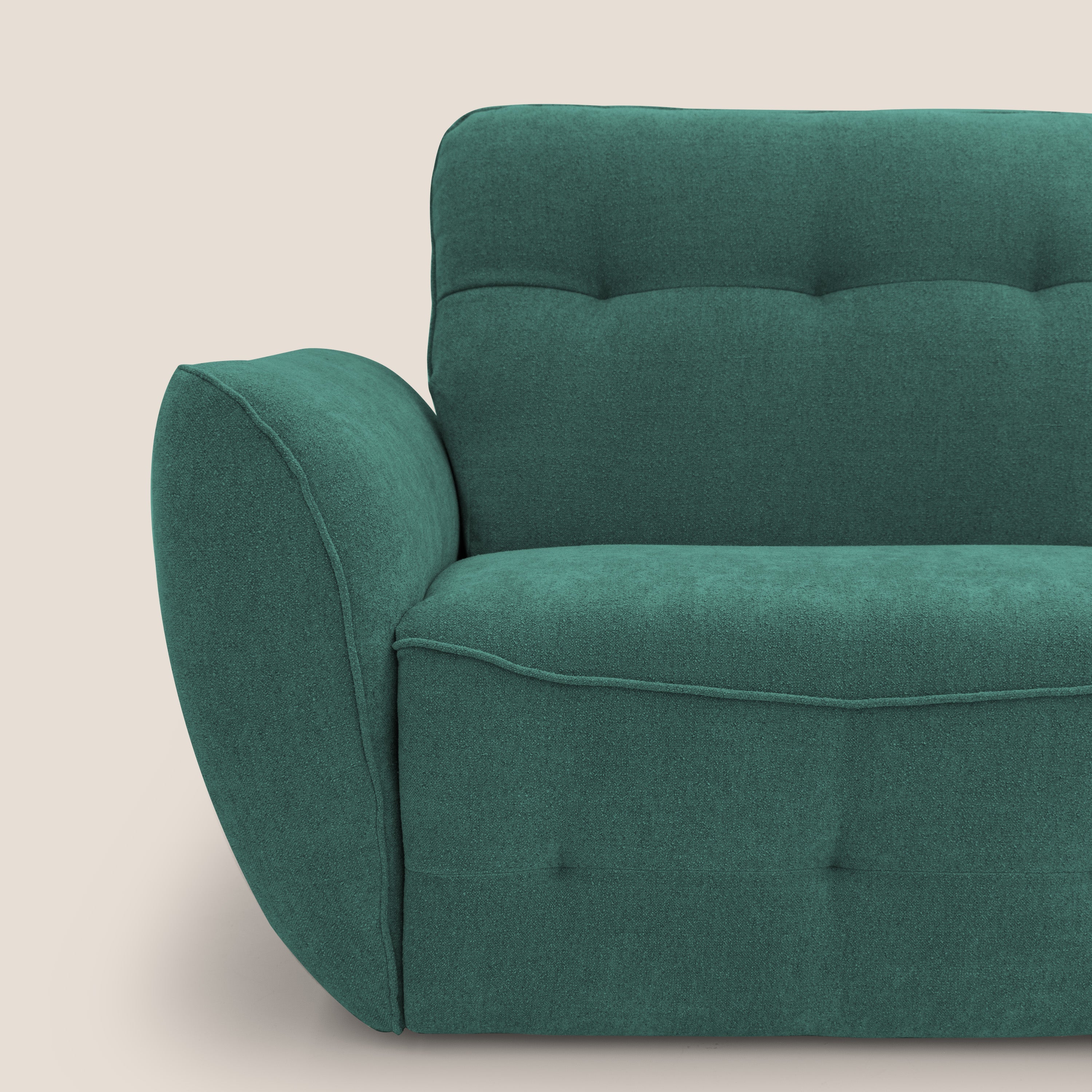 Cerbero divano 2 e 3 posti in morbido bouclé impermeabile T07 verde - divani.store