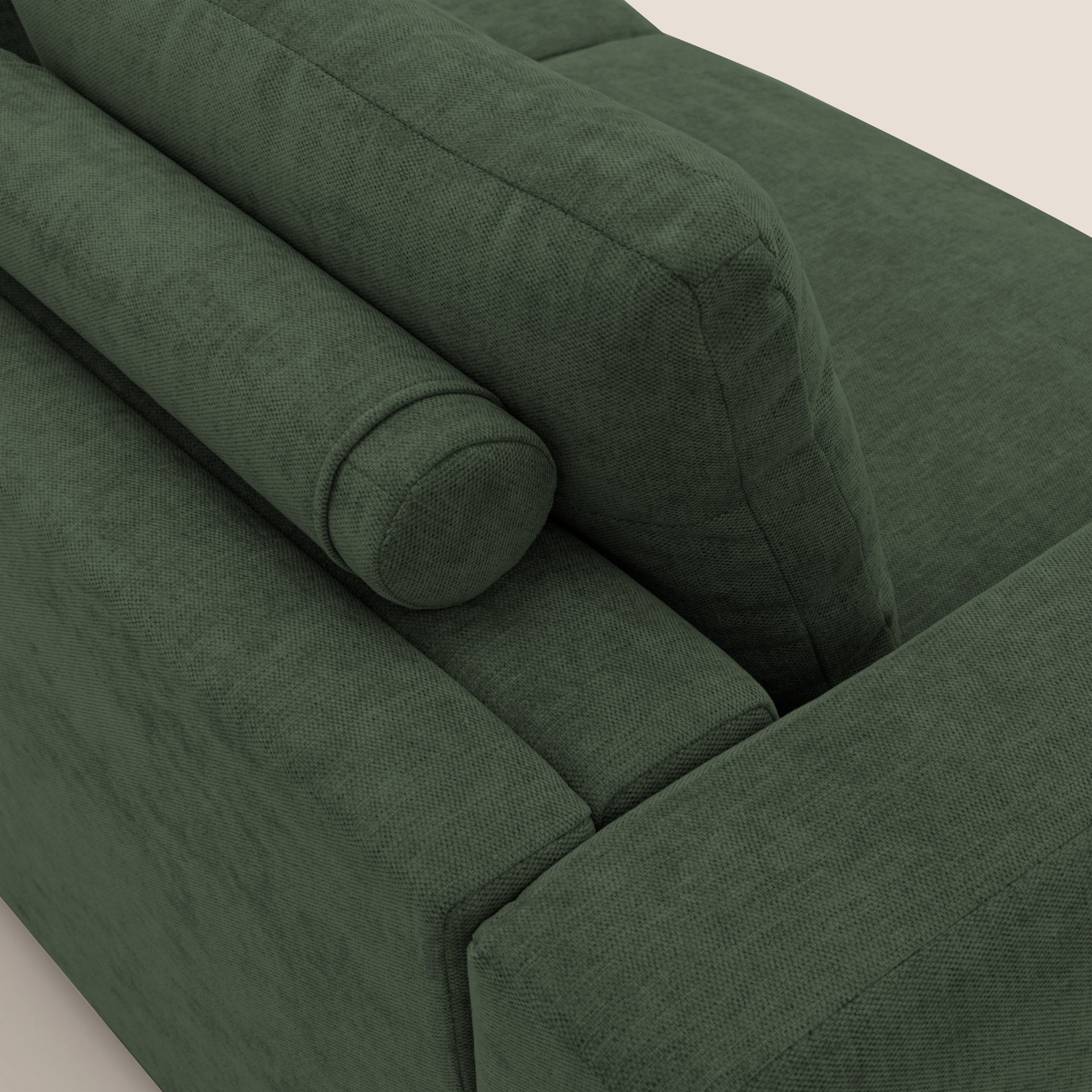 Freia Divano letto minimal materasso h15 cm con morbidi schienali in tessuto impermeabile T14 verde - divani.store