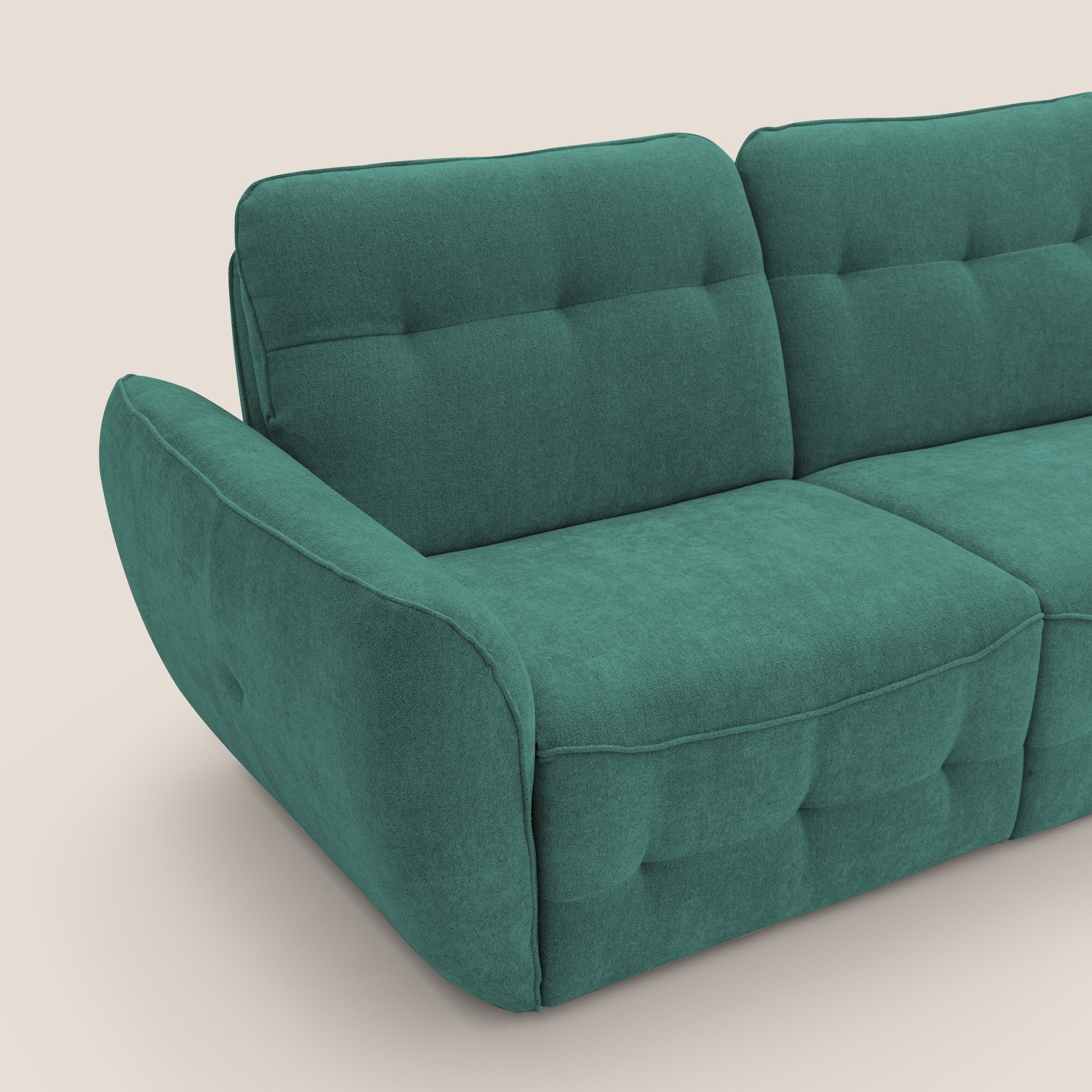 Cerbero divano 2 e 3 posti in morbido bouclé impermeabile T07 verde - divani.store
