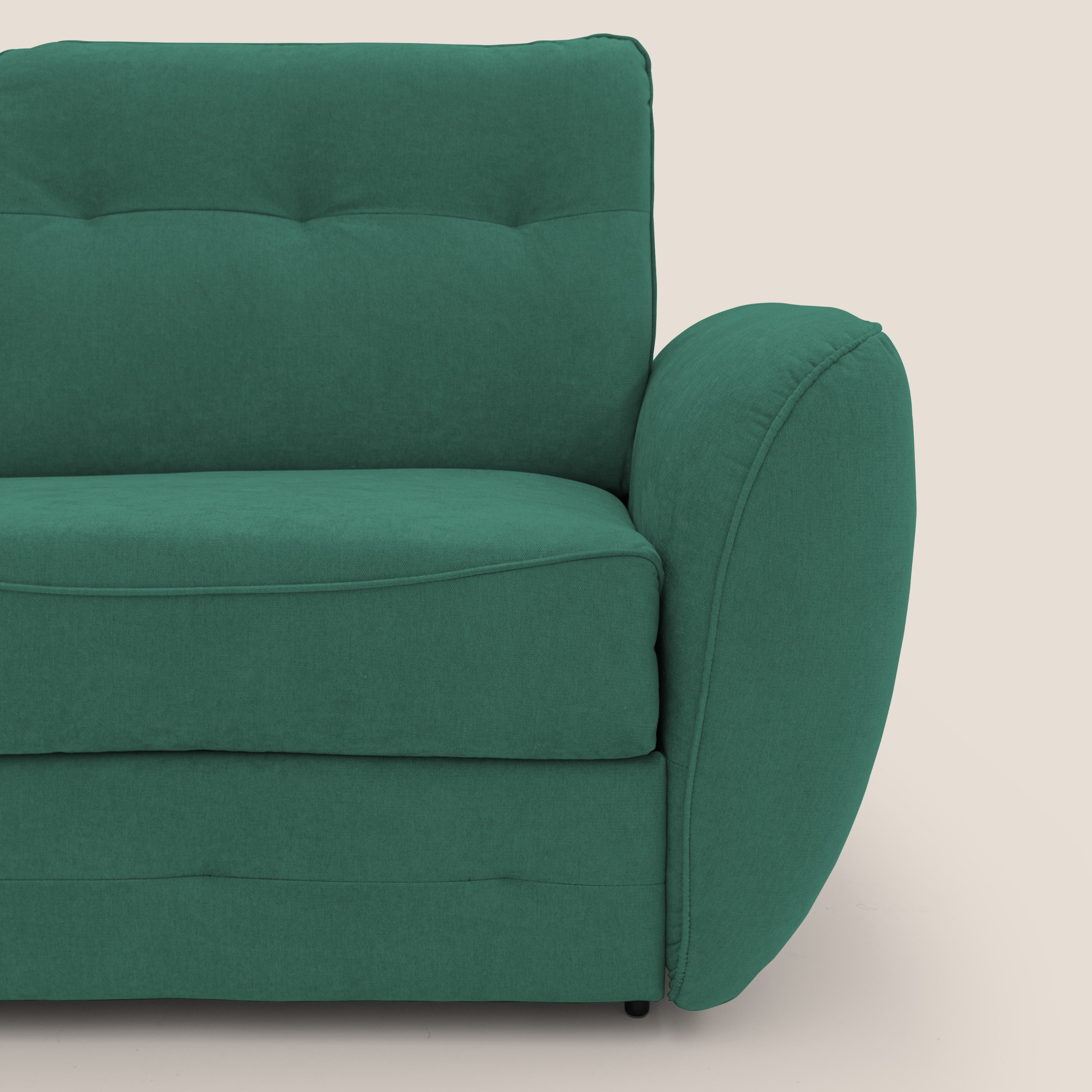 Zeus divano letto angolare con materasso H18 cm pouf mobile in tessuto impermeabile T02 - divani.store
