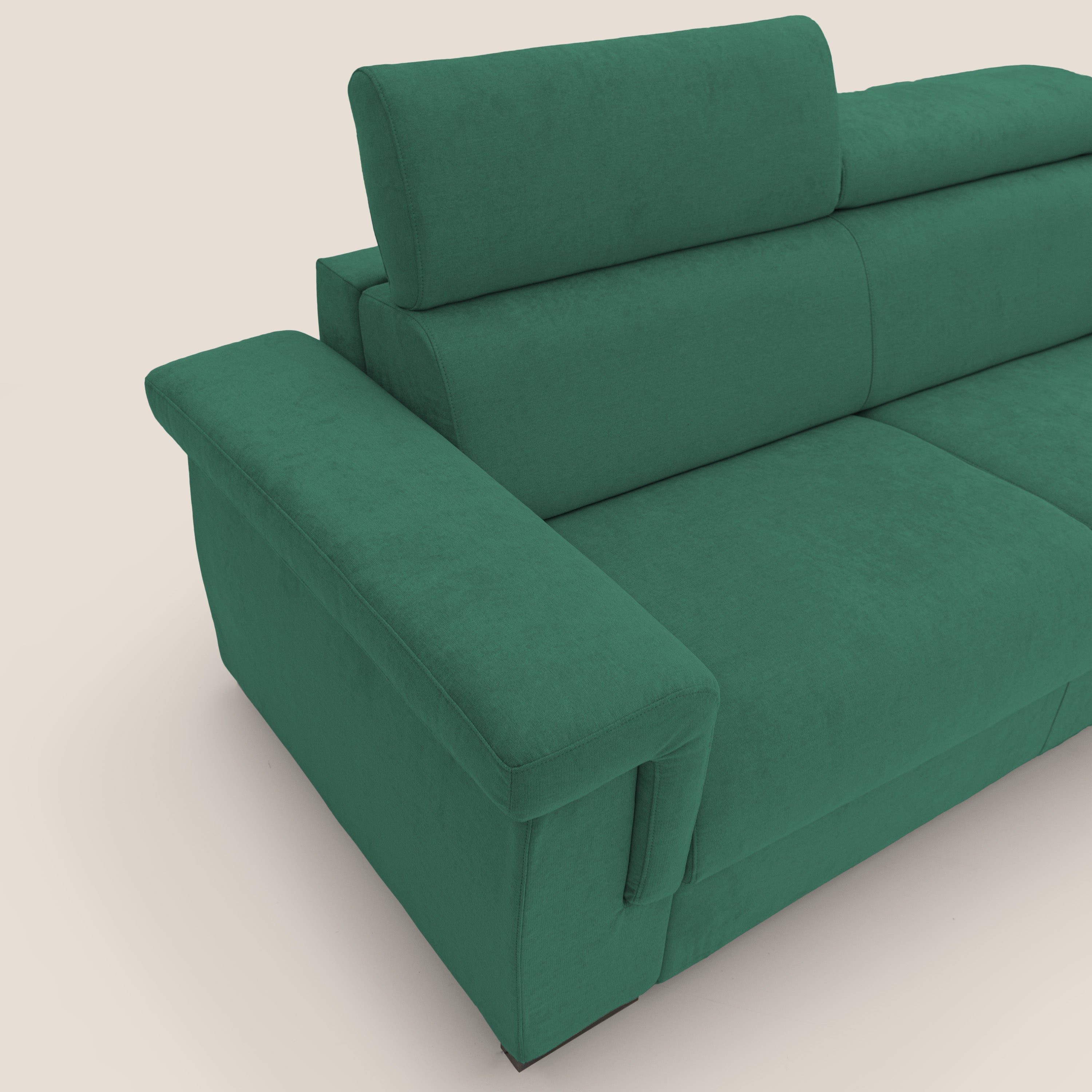 Bjorn divano letto sfoderabile con materasso H18 cm e poggiatesta reclinabili in tessuto impermeabile T02 verde - divani.store
